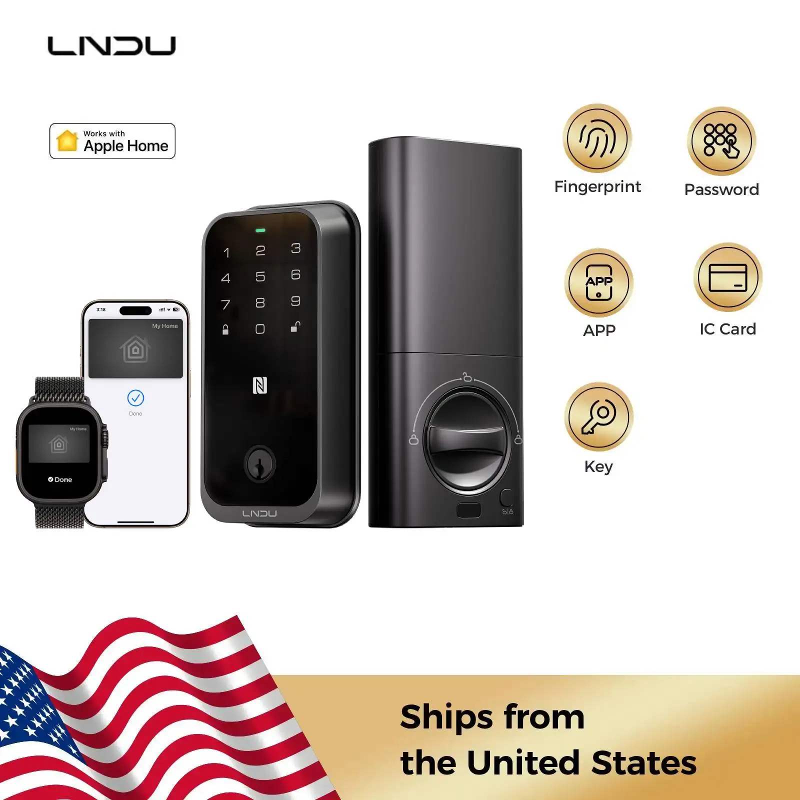 LNDU Smart Door Lock HK01 Fingerprint Door Lock Keyless Entry Auto Lock Multiple Unlock Ways Apple HomeKit Siri Easy Install
LNDU Smart Door Lock HK01 Fingerprint Door Lock Keyless Entry Auto Lock Multiple Unlock Ways Apple HomeKit Siri Easy Install