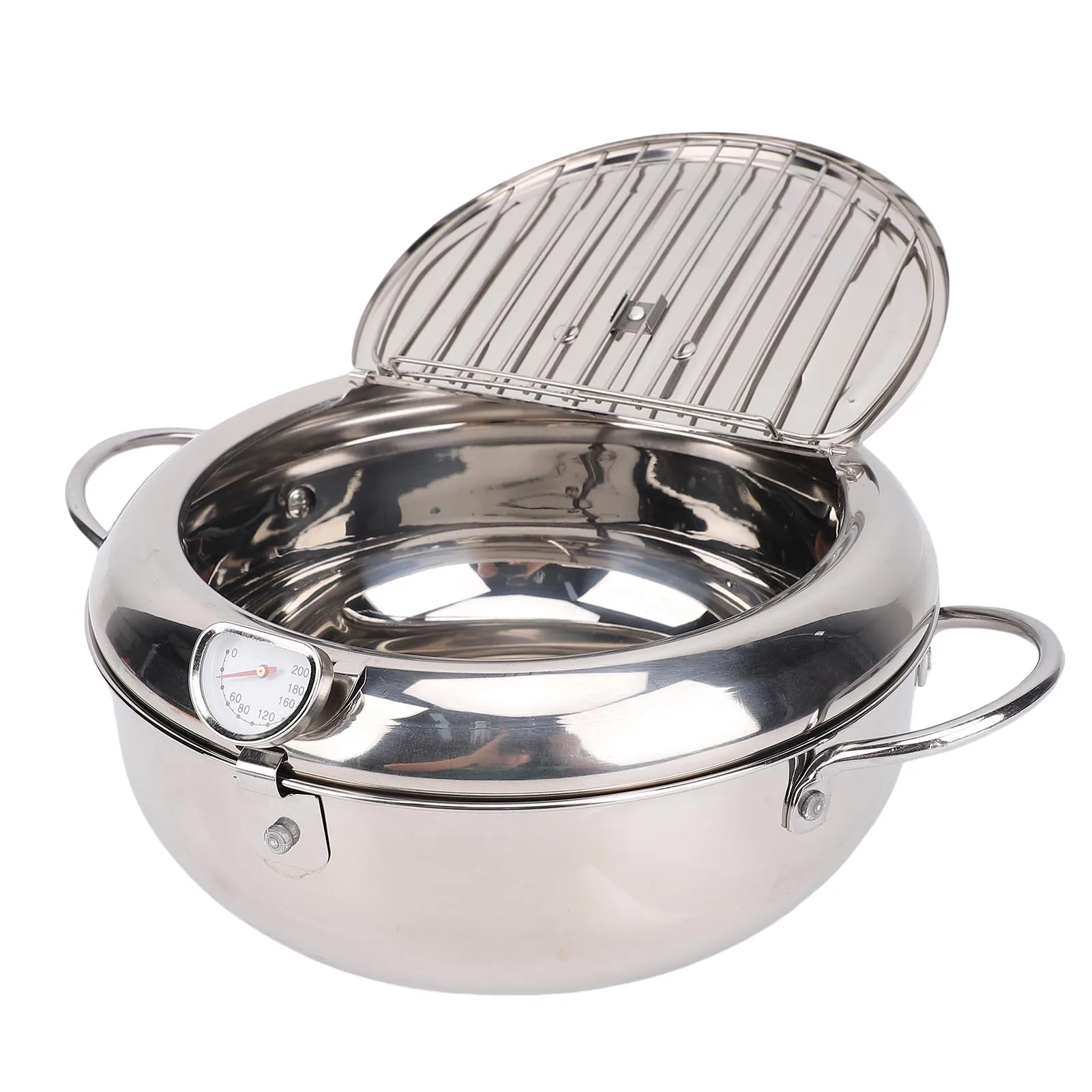 Frying Pot 3.2L Double Ear 201 Stainless Steel Fryer Pot with Oil Drip Drainer Rack Thermometer for Tempura Fryer Pot
Frying Pot 3.2L Double Ear 201 Stainless Steel Fryer Pot with Oil Drip Drainer Rack Thermometer for Tempura Fryer Pot