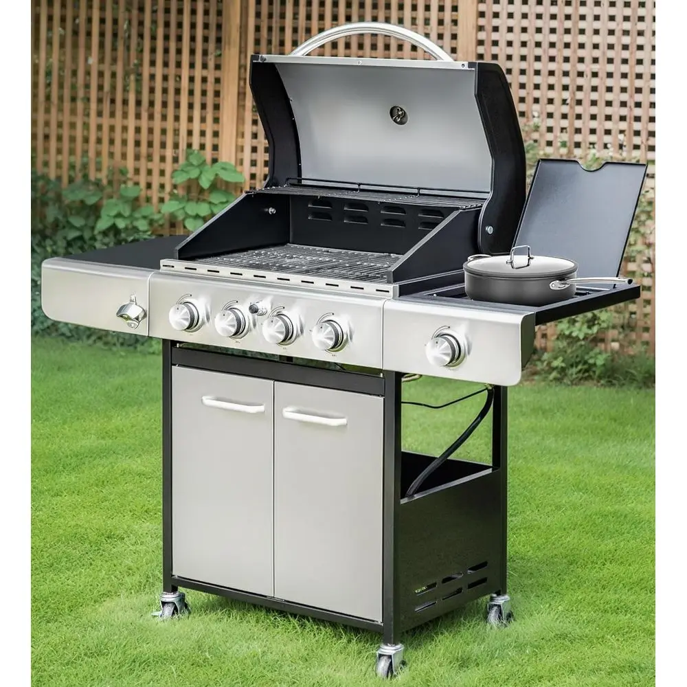 Propane Gas Grill, Stainless Steel BBQ Grill with Side Burner and Porcelain-Enameled Cast Iron Grates, High Heat Output Gas BBQ
Propane Gas Grill, Stainless Steel BBQ Grill with Side Burner and Porcelain-Enameled Cast Iron Grates, High Heat Output Gas BBQ