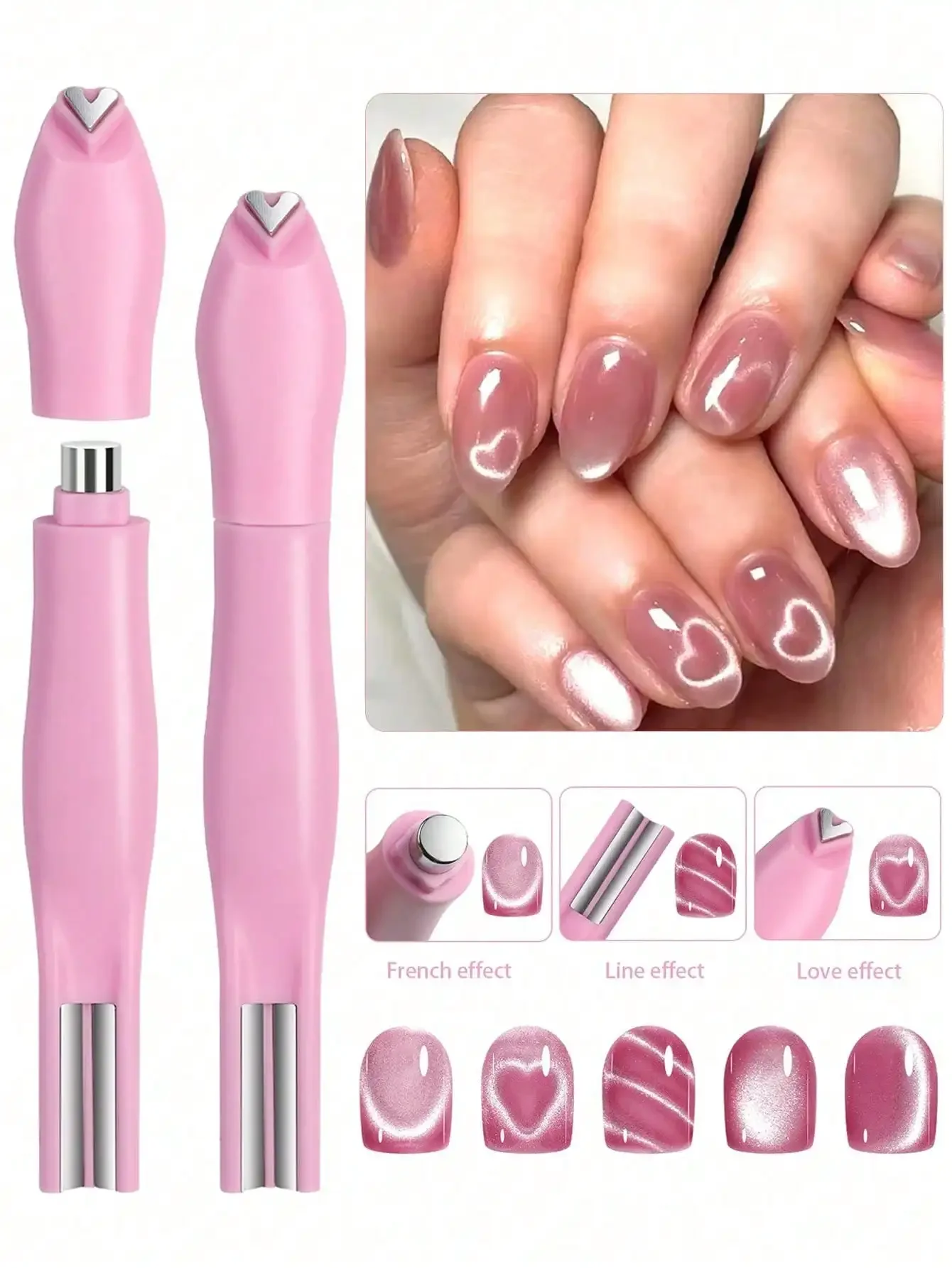 3D Heart Shape Nail Magnet 3 In 1 Cat Eye Effect Double Line Moon Snake Pattern UV Attraction Magnetic Stick For Manicure, Nail Supplies, Nail Tools, Nail Art Tools, Back To School, Nails, Clip-On Nail Tools
3D Heart Shape Nail Magnet 3 In 1 Cat Eye Effect Double Line Moon Snake Pattern UV Attraction Magnetic Stick For Manicure, Nail Supplies, Nail Tools, Nail Art Tools, Back To School, Nails, Clip-On Nail Tools