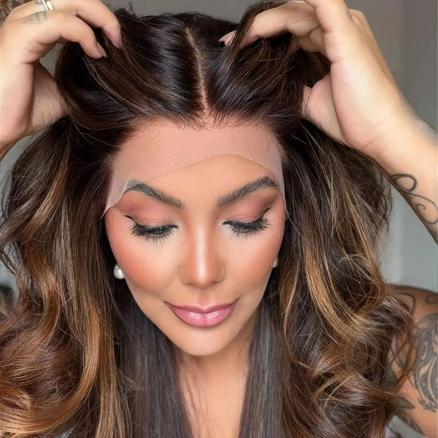 Шоколадно-коричневые синтетические парики омбре с 5% натуральными волосами, волнистые, с эффектом балаяж, с фронтальным кружевом, длинные, для повседневного использования и вечеринок
Шоколадно-коричневые синтетические парики омбре с 5% натуральными волосами, волнистые, с эффектом балаяж, с фронтальным кружевом, длинные, для повседневного использования и вечеринок