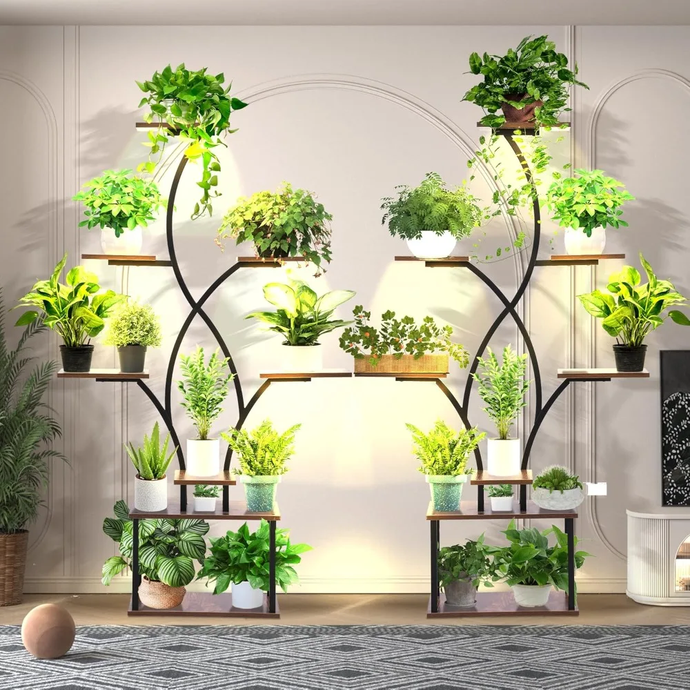 Plant Stand Shelf Indoor with Grow Lights, 8 Tiered Corner Metal Tree-Shaped Plant Rack for Indoor Plants Multiple
Plant Stand Shelf Indoor with Grow Lights, 8 Tiered Corner Metal Tree-Shaped Plant Rack for Indoor Plants Multiple