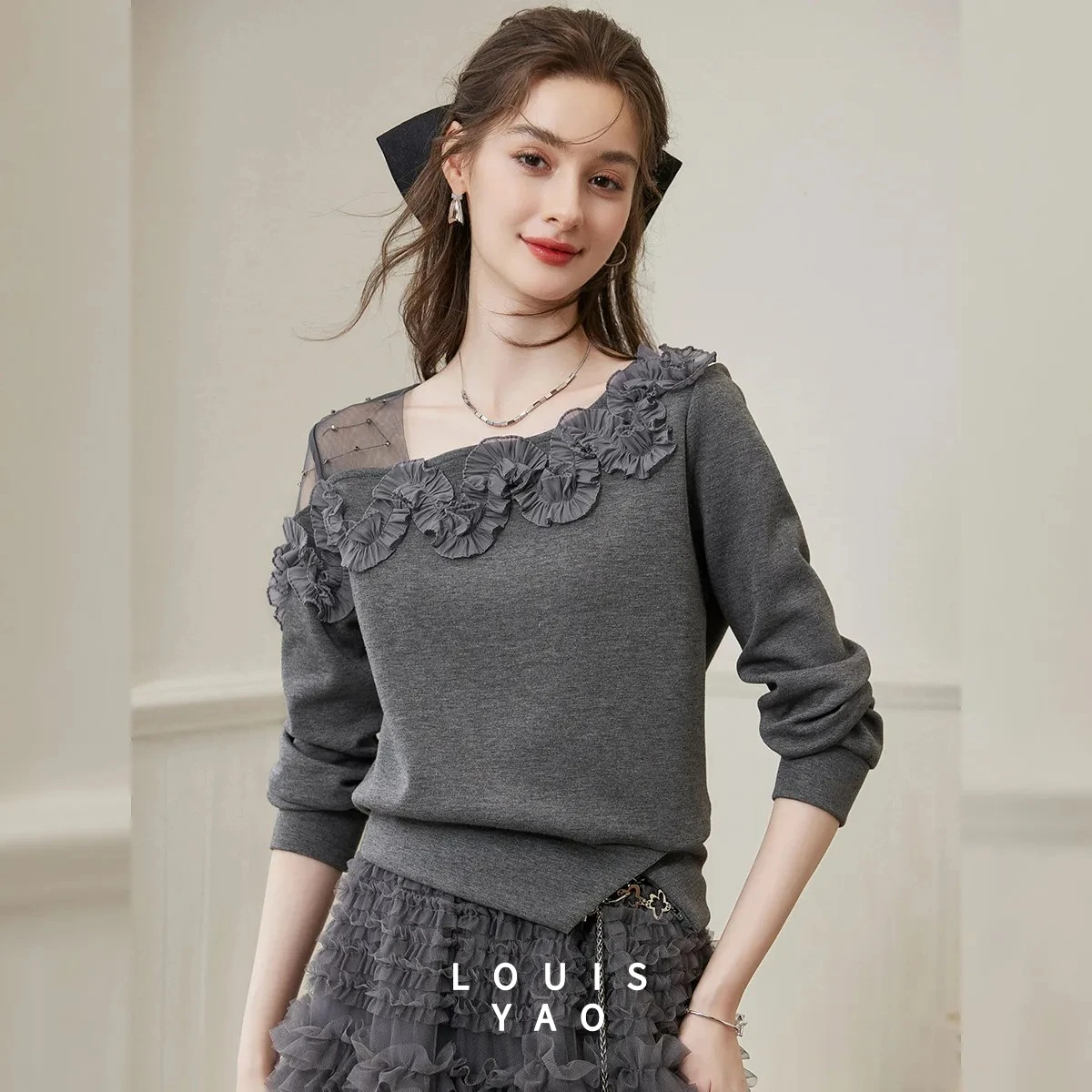 LOUISYAO Sweet Irregular Lace Splice Women's Sweatshirts 2026 Spring Knit Split Hem Casual Sweatshirt Top
LOUISYAO Sweet Irregular Lace Splice Women's Sweatshirts 2026 Spring Knit Split Hem Casual Sweatshirt Top