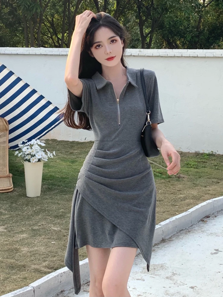 Y2k Polo Collar Maxi Women' S Dress Summer New Irregular Pleated Short Sleeve Mini Dresses Woman
Y2k Polo Collar Maxi Women' S Dress Summer New Irregular Pleated Short Sleeve Mini Dresses Woman