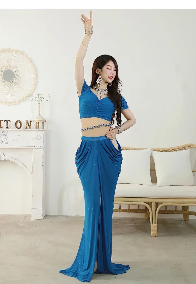 Women Belly Dance Costume Water Yarn Top Mesh Skirt Adult Women Practice Clothing Set Elegant Professional Performance Clothing
Women Belly Dance Costume Water Yarn Top Mesh Skirt Adult Women Practice Clothing Set Elegant Professional Performance Clothing