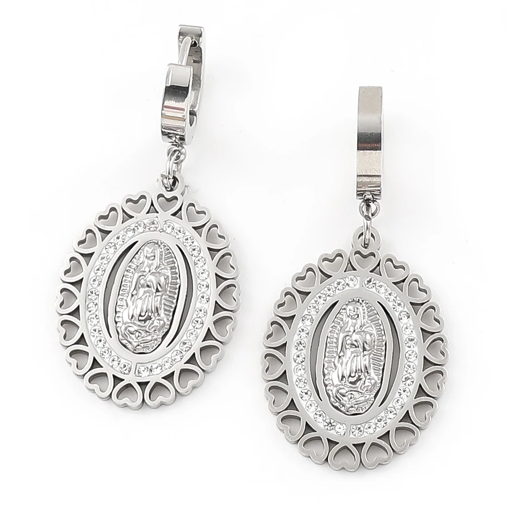 Virgin Mary Heart Rhinestone Earrings for Women Stainless Steel Gold Silver Color Our Lady of Guadalupe Dangle Earrings Jewelry
Virgin Mary Heart Rhinestone Earrings for Women Stainless Steel Gold Silver Color Our Lady of Guadalupe Dangle Earrings Jewelry