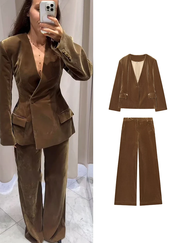 TFMLN женский бархатный пиджак, брюки, винтажный однотонный широкий брюки, утягивающий костюм с v-образным вырезом, пальто, элегантная вечерние офисные женские наряды
TFMLN женский бархатный пиджак, брюки, винтажный однотонный широкий брюки, утягивающий костюм с v-образным вырезом, пальто, элегантная вечерние офисные женские наряды