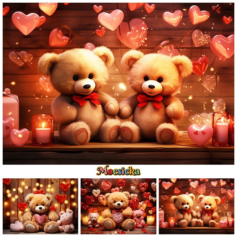 Valentine Bear Background Photography Love Red Heart Shower Candle Wooden Wall Valentine's Day Girls Boy Backdrop Decor Studio
Valentine Bear Background Photography Love Red Heart Shower Candle Wooden Wall Valentine's Day Girls Boy Backdrop Decor Studio