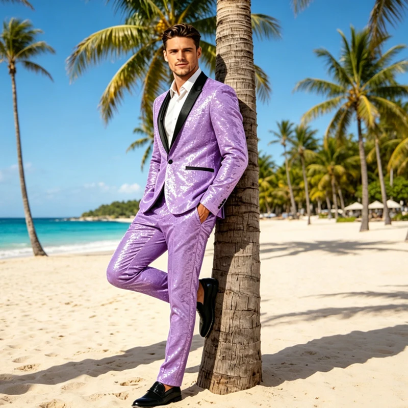 Men's Sequin Suit 2 Piece Shawl Lapel Slim Fit 1 Button Tuxedo Blazer Dress Pants Formal Outfit for Wedding Prom Party Stage
Men's Sequin Suit 2 Piece Shawl Lapel Slim Fit 1 Button Tuxedo Blazer Dress Pants Formal Outfit for Wedding Prom Party Stage