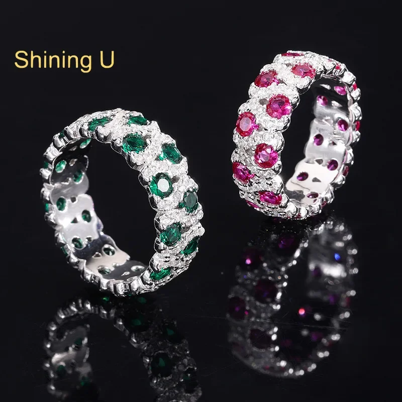 Shining U S925 Silver Ruby Emerald High Carbond Diamond Gems Ring for Women Fine Jewelry Party
Shining U S925 Silver Ruby Emerald High Carbond Diamond Gems Ring for Women Fine Jewelry Party