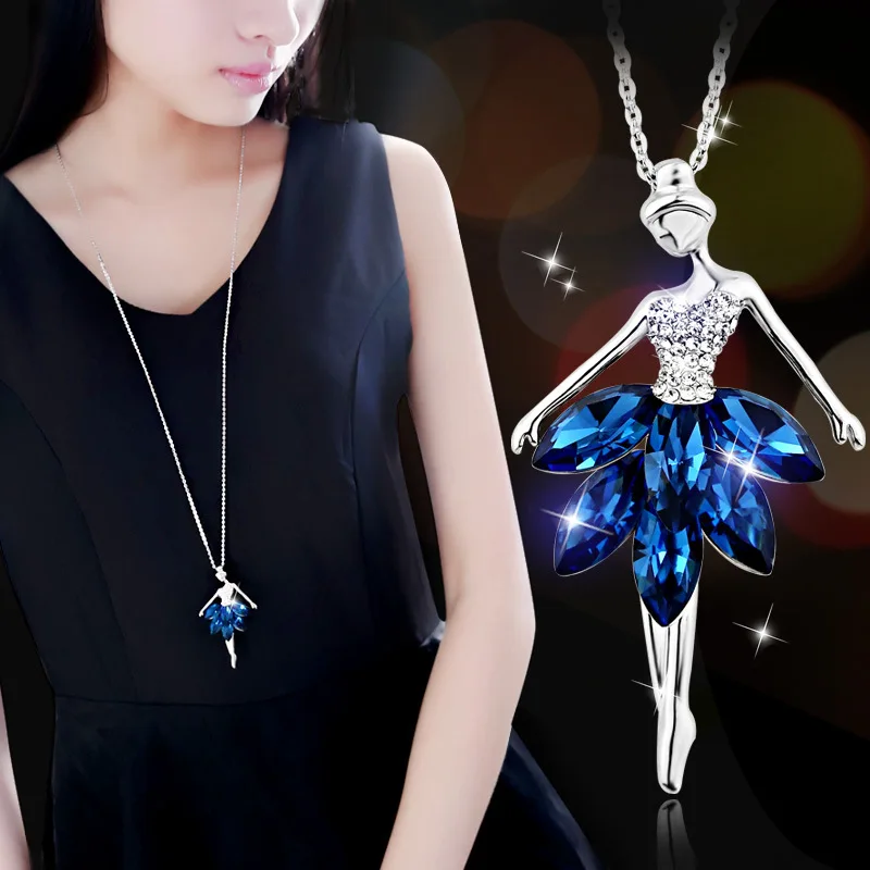 New Women Crystal Shiny Ballet Girl Rhinestones Angel Wings Long Chain Party Pendant Necklace Sweater Chain Fashion Jewelry 
New Women Crystal Shiny Ballet Girl Rhinestones Angel Wings Long Chain Party Pendant Necklace Sweater Chain Fashion Jewelry