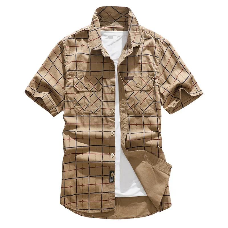 Pure Cotton Men's Shirt Casual Short Sleeve Workwear Plaid Loose Fit Summer Fashion Chinese Brandless Label Thin Fabric
Pure Cotton Men's Shirt Casual Short Sleeve Workwear Plaid Loose Fit Summer Fashion Chinese Brandless Label Thin Fabric