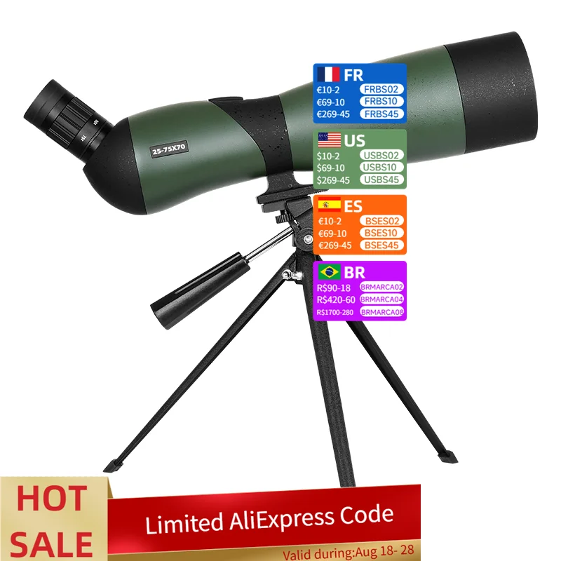 (BM-SC58C)High Power 25-75X70 Birdwatching Waterproof FMC Lens BAK4 Prism Outdoor Landscape Spotting Scope
(BM-SC58C)High Power 25-75X70 Birdwatching Waterproof FMC Lens BAK4 Prism Outdoor Landscape Spotting Scope