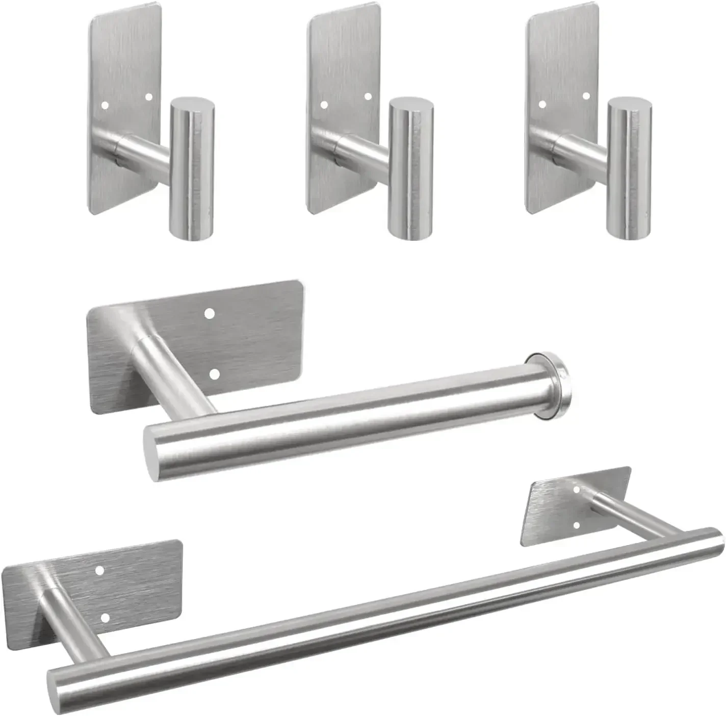 Self Adhesive Bathroom Hardware Set,Stainless Steel Towel Rack Set Include 16In Bath Towel Bar+Toilet Paper Holder+3 Towel/Robe Hooks Wall Mounted Bathroom Accessory Kit(Brushed Nickel)
Self Adhesive Bathroom Hardware Set,Stainless Steel Towel Rack Set Include 16In Bath Towel Bar+Toilet Paper Holder+3 Towel/Robe Hooks Wall Mounted Bathroom Accessory Kit(Brushed Nickel)