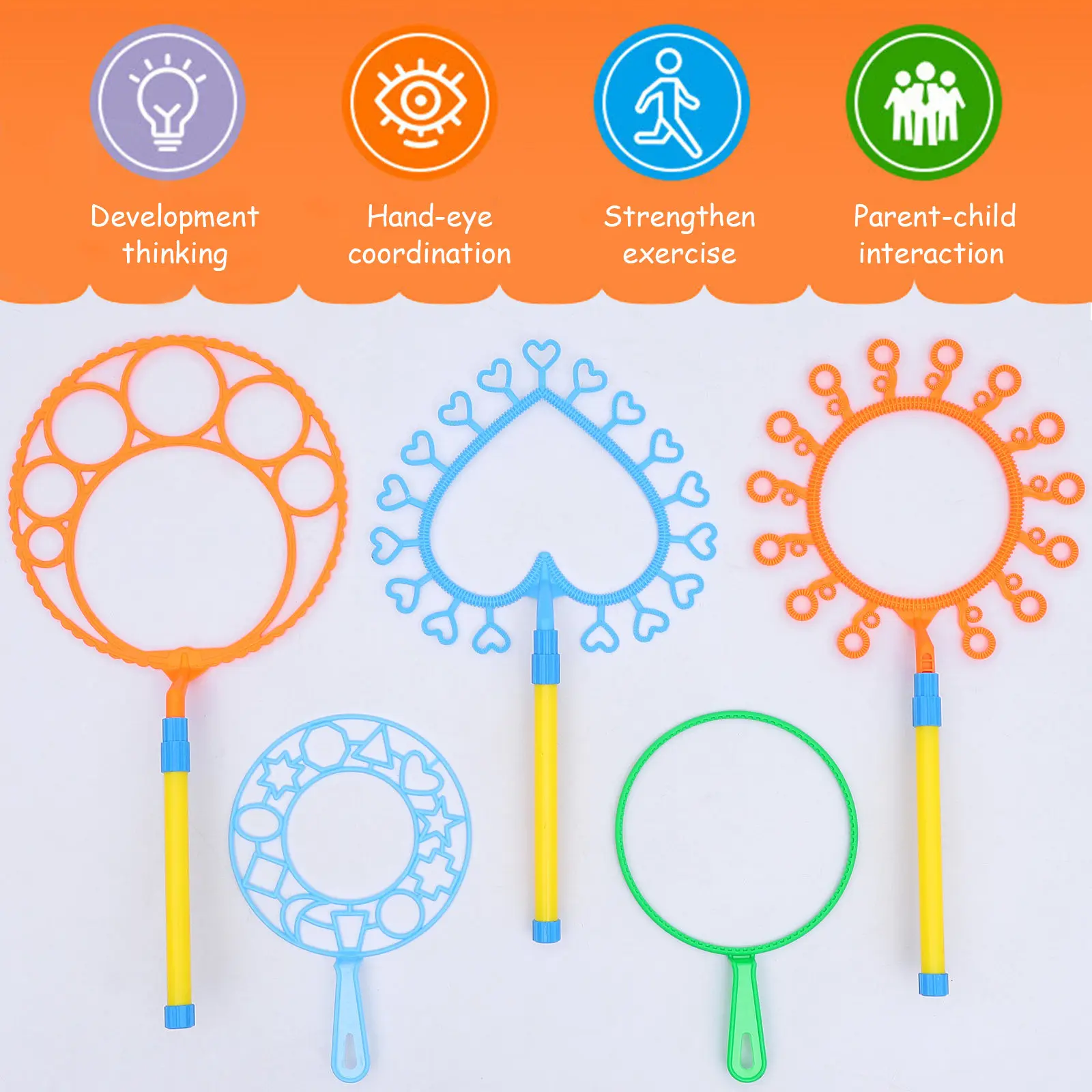 5Pcs Bubble Wand Set Multi Shape Colorful Bubbles Maker Kids Safe Non Toxic Outdoor Play Pool Garden Festival Party Gift
5Pcs Bubble Wand Set Multi Shape Colorful Bubbles Maker Kids Safe Non Toxic Outdoor Play Pool Garden Festival Party Gift