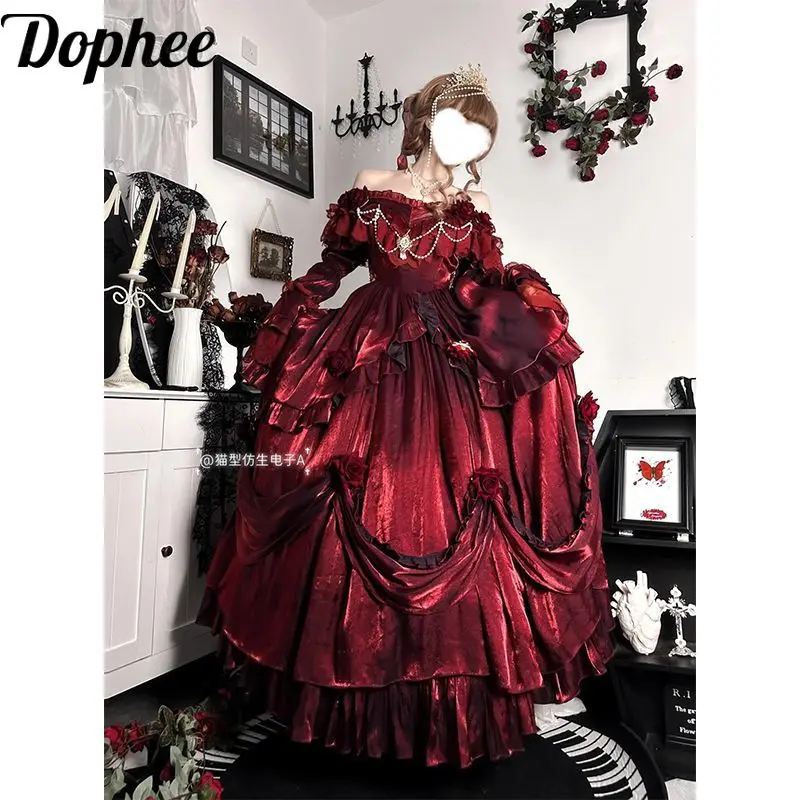 Dophee Original Pigeon Blood Red Bride Flower Wedding Dress Women Lolita Dress Gothic Rose Flowers Elegant Princess Long Dress
Dophee Original Pigeon Blood Red Bride Flower Wedding Dress Women Lolita Dress Gothic Rose Flowers Elegant Princess Long Dress