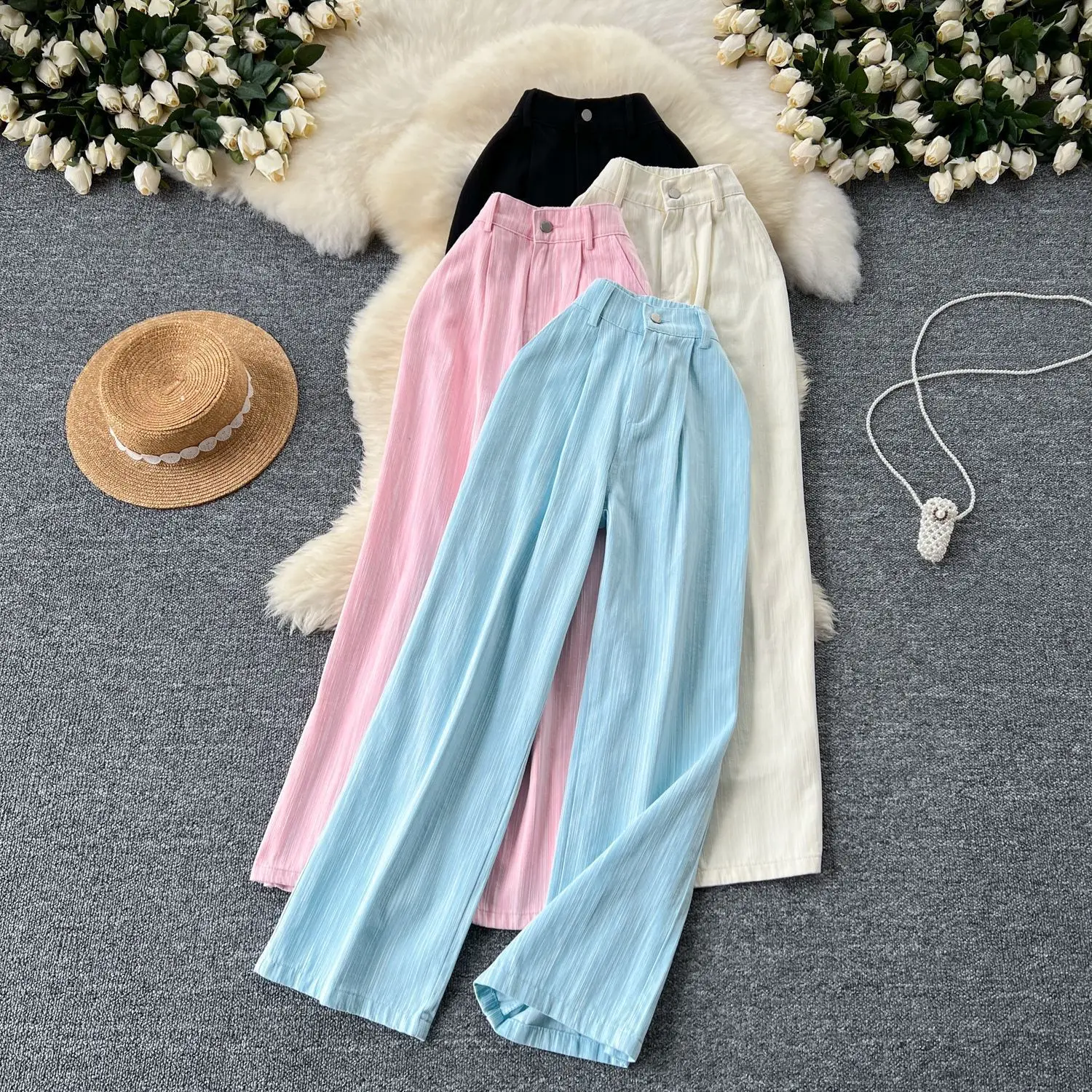 High Waist Wide Leg Jeans Women's Summer New Fashion Striped Loose Straight Casual Trendy Solid Color Trousers Clothes Pants
High Waist Wide Leg Jeans Women's Summer New Fashion Striped Loose Straight Casual Trendy Solid Color Trousers Clothes Pants