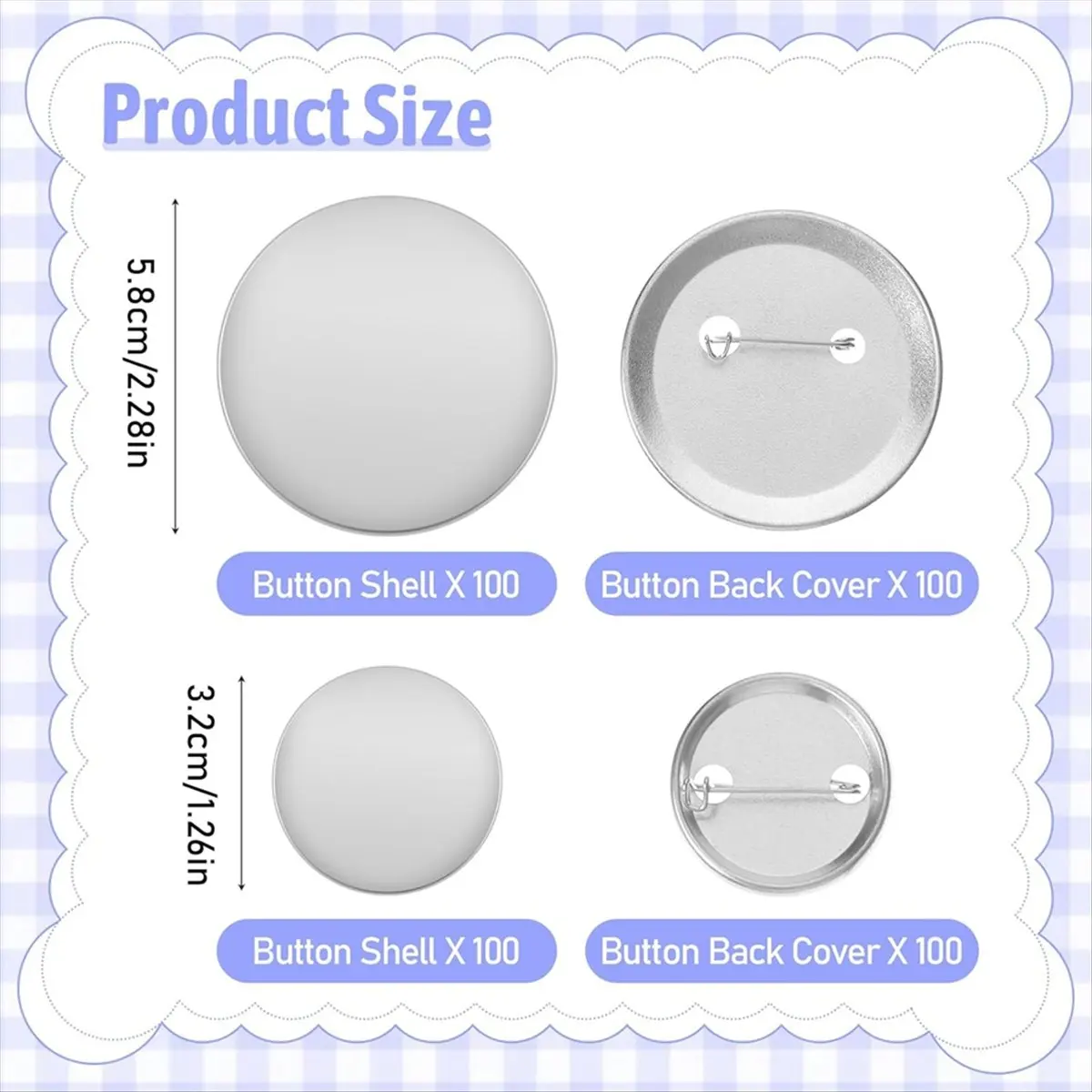 ABFW 200 Sets Button Maker Supplies 58mm/2.25 Inch Blank Buttons Pins Parts 32mm/1.26 Inch Round-Metal Blank Badge-Parts
ABFW 200 Sets Button Maker Supplies 58mm/2.25 Inch Blank Buttons Pins Parts 32mm/1.26 Inch Round-Metal Blank Badge-Parts