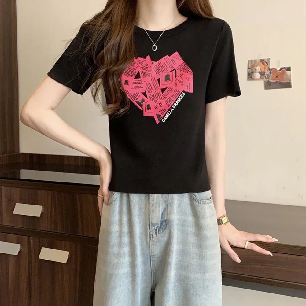 Casual Short Sleeve Heart Print Top Casual Outing Average Size Comfortable Casual Short Sleeves Crew Neck Style
Casual Short Sleeve Heart Print Top Casual Outing Average Size Comfortable Casual Short Sleeves Crew Neck Style