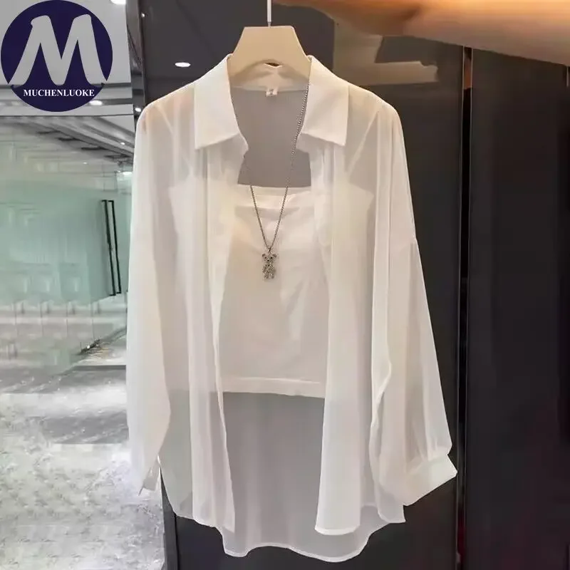 Women's Shirt Summer New Elegant Versatile Long Sleeves Ice Silk Sunscreen Shirt Korean Fashion Casual Loose Chiffon Shirt Coats
Women's Shirt Summer New Elegant Versatile Long Sleeves Ice Silk Sunscreen Shirt Korean Fashion Casual Loose Chiffon Shirt Coats