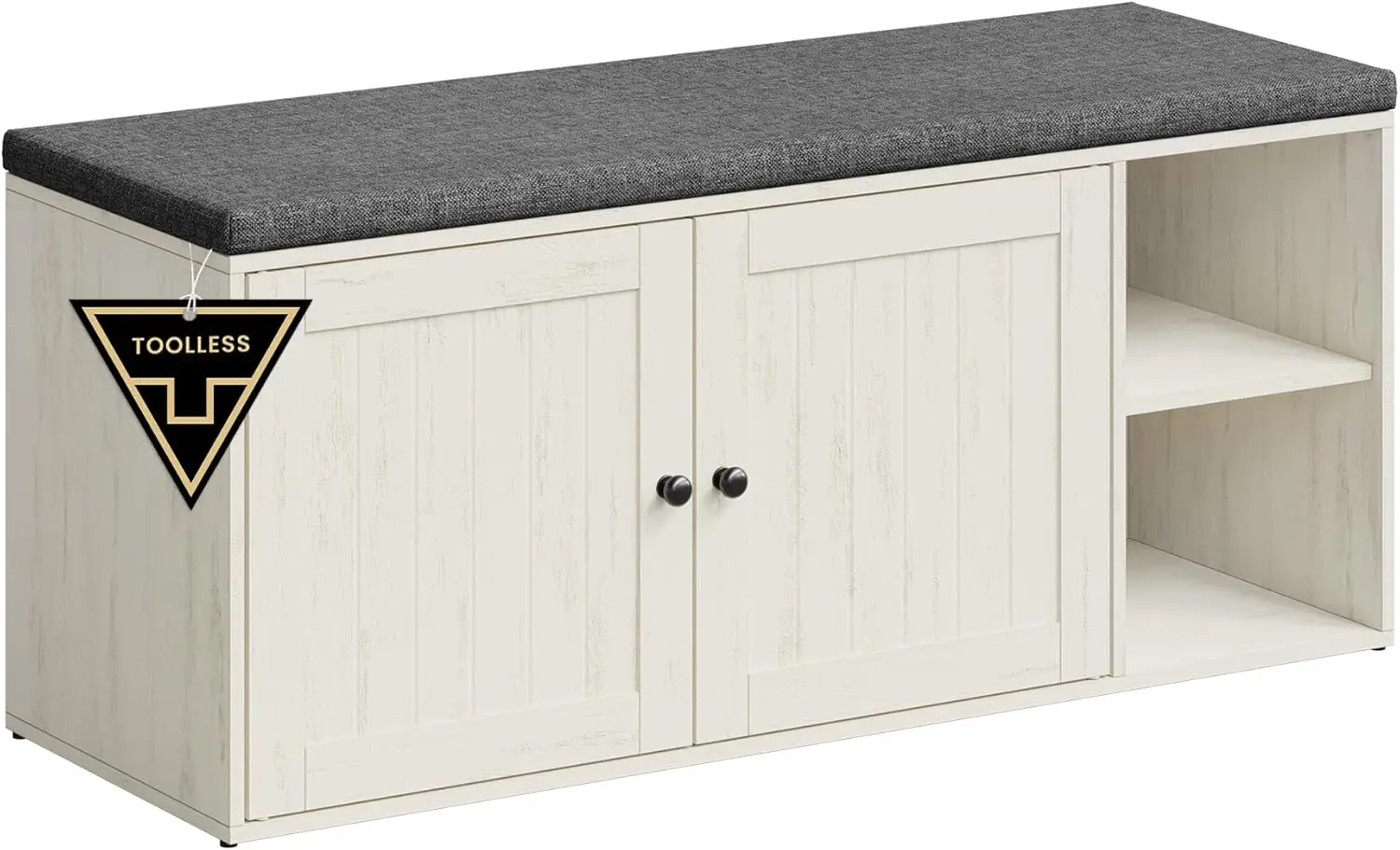 Shoe Storage Bench with Adjustable Shelf, 14x40.2x17.3 Inches, Rustic White and Slate Gray
Shoe Storage Bench with Adjustable Shelf, 14x40.2x17.3 Inches, Rustic White and Slate Gray
