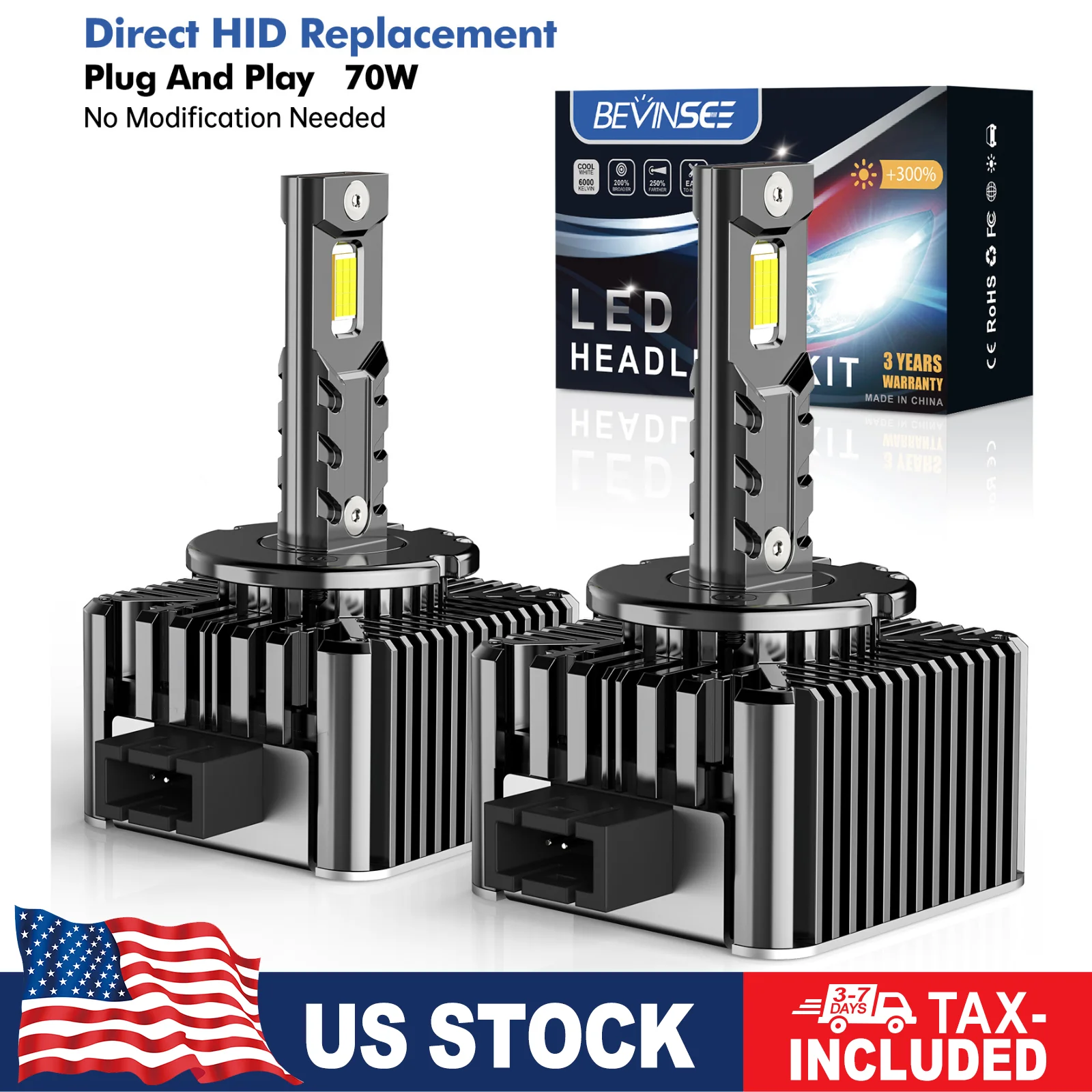 BEVINSEE D1S D3S Светодиодные лампы для фар 70 Вт 7000LM Супер яркие D1R D3R D5S D2S D2R 6000K Белый CANBUS Светодиодный автоматический светильник Plug&Play 12 В
BEVINSEE D1S D3S Светодиодные лампы для фар 70 Вт 7000LM Супер яркие D1R D3R D5S D2S D2R 6000K Белый CANBUS Светодиодный автоматический светильник Plug&Play 12 В
