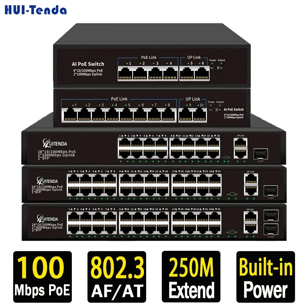 Huitenda AI POE Switch 4/8 портов POE Network VLAN RJ45 Switch Ethernet 10/100 Мбит/с IEEE 802.3 af/at для IP-камеры/беспроводной точки доступа
Huitenda AI POE Switch 4/8 портов POE Network VLAN RJ45 Switch Ethernet 10/100 Мбит/с IEEE 802.3 af/at для IP-камеры/беспроводной точки доступа