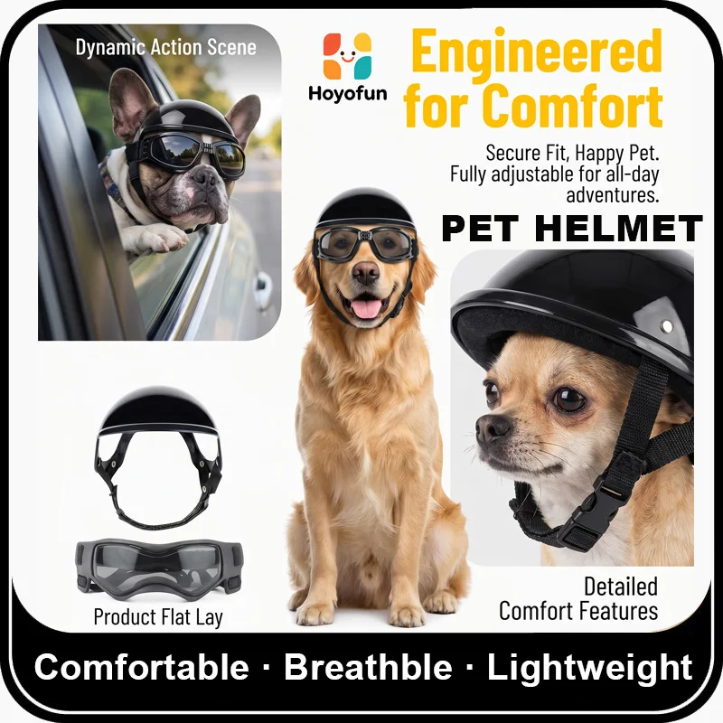 Dog Motorcycle Helmet Goggles Set, Outdoor Adventure Travel Gear, Cute Pet Photo Prop for Camping, UV Windproof
Dog Motorcycle Helmet Goggles Set, Outdoor Adventure Travel Gear, Cute Pet Photo Prop for Camping, UV Windproof