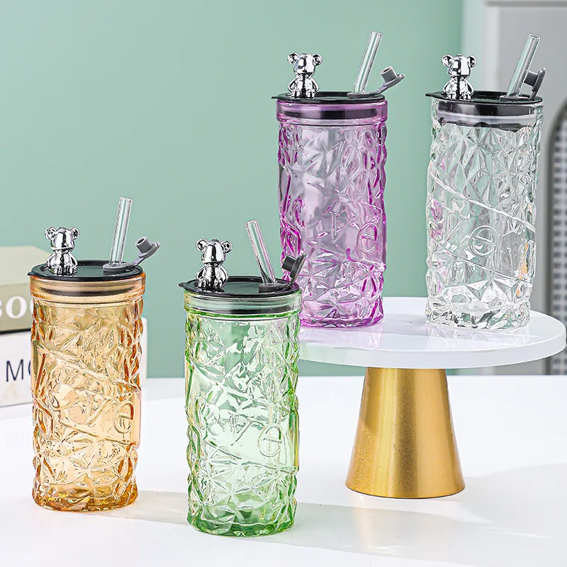 Luxury Diamond-shaped Glass Cup With Straw Lid Iced Coffee Juice Matcha Tea Glass Water Bottle Portable Drinking Bottle 350ml
Luxury Diamond-shaped Glass Cup With Straw Lid Iced Coffee Juice Matcha Tea Glass Water Bottle Portable Drinking Bottle 350ml