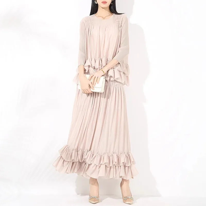 2025 Summer New Solid Colour Design Sense Hundred Hundred Pleated Two-piece Women's Loose Top Elastic Waist Skirt Suit Wave
2025 Summer New Solid Colour Design Sense Hundred Hundred Pleated Two-piece Women's Loose Top Elastic Waist Skirt Suit Wave