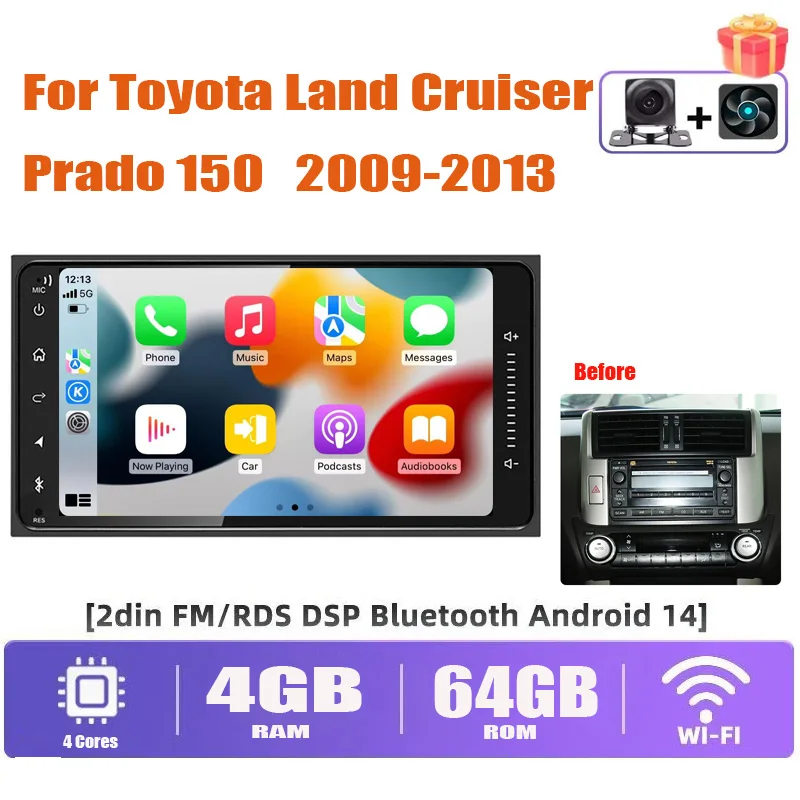 7" Car Stereo RadioFor Toyota Land Cruiser Prado 150 2009-2013 Apple Carplay Android 13 Head Unit FM BT GPS Navi 4+64GB
7" Car Stereo RadioFor Toyota Land Cruiser Prado 150 2009-2013 Apple Carplay Android 13 Head Unit FM BT GPS Navi 4+64GB