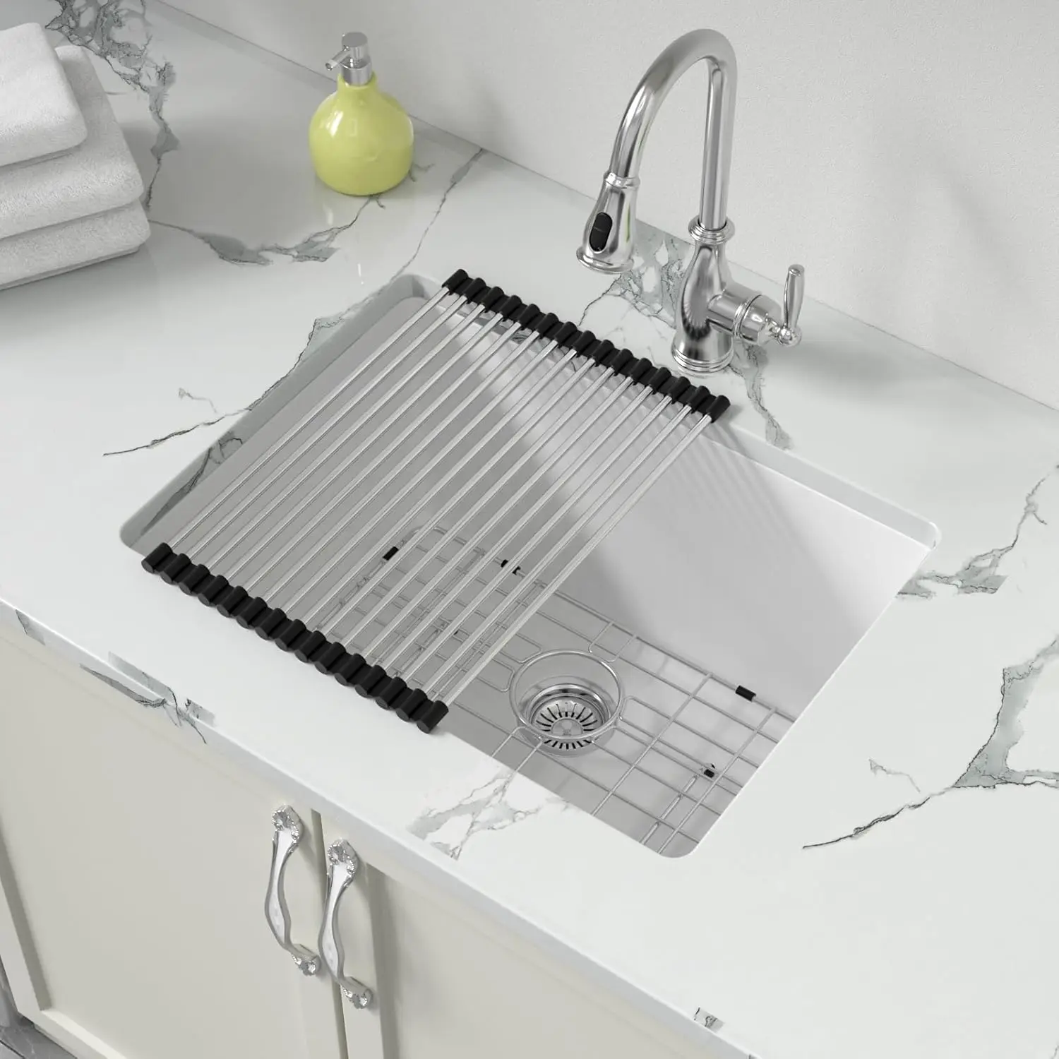 21x18 Inch White Undermount Bar Sink, Composite Granite Quartz, with Cutting Board, for Wet Bar or Kitchen Prep
21x18 Inch White Undermount Bar Sink, Composite Granite Quartz, with Cutting Board, for Wet Bar or Kitchen Prep