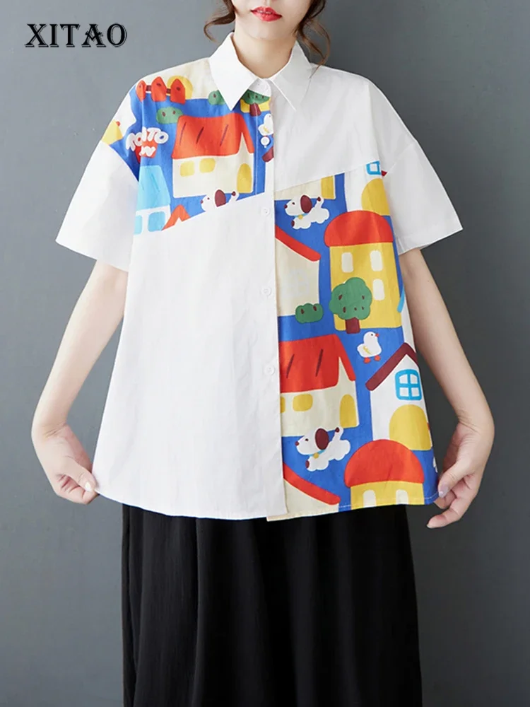 XITAO Patchwork Cartoon Half Sleeve Shirt Casual Turn-down Collar Simple Single Breasted Elegant Summer Female Blouse GYX1533
XITAO Patchwork Cartoon Half Sleeve Shirt Casual Turn-down Collar Simple Single Breasted Elegant Summer Female Blouse GYX1533