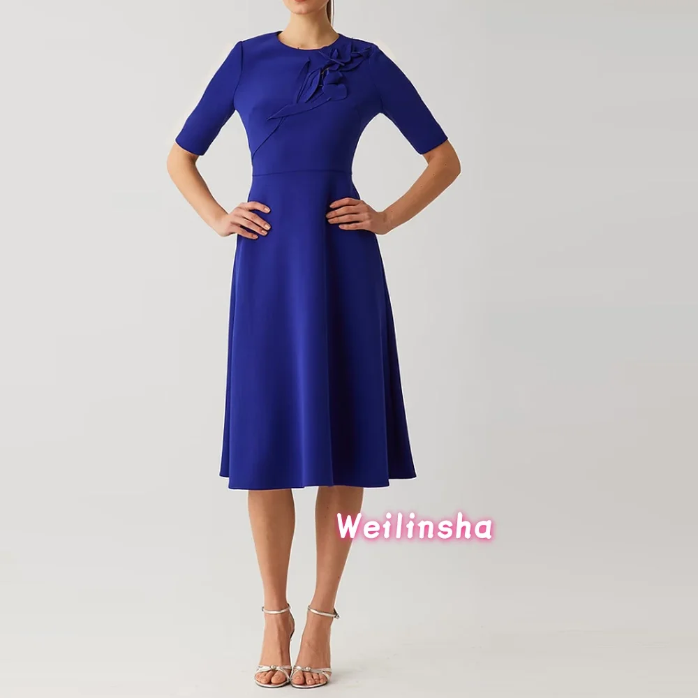 Simple A Line Jersey Wedding Guset Dress Fashion Short Sleeve Round Neck Appliques Mother of The Bride Dresses Customized
Simple A Line Jersey Wedding Guset Dress Fashion Short Sleeve Round Neck Appliques Mother of The Bride Dresses Customized