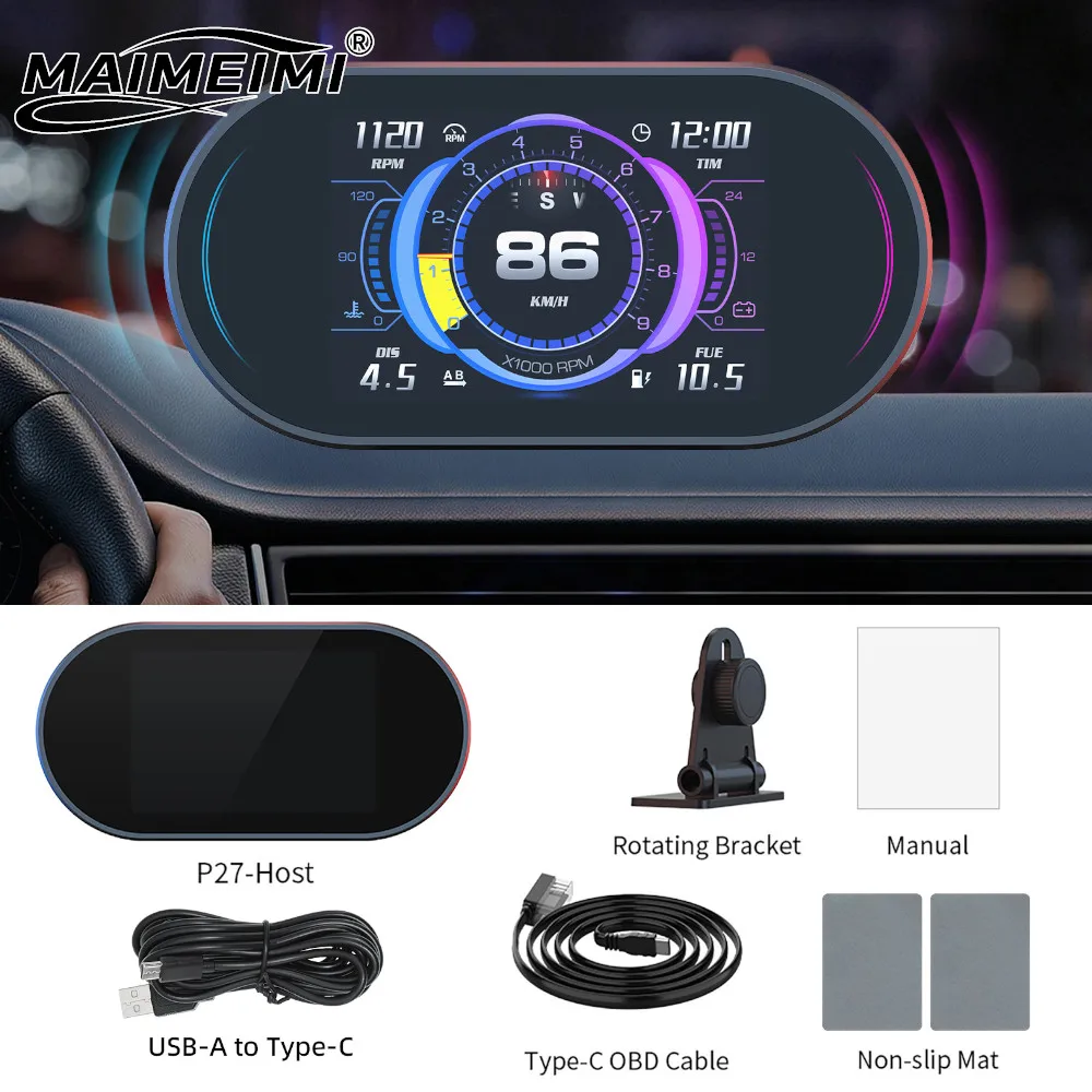 OBD+GPS Dual System P27 HUD Gauge On-Board Computer Speedometer Scanner Fuel Consumption AFR Water Temperature Oil Temp RPM
OBD+GPS Dual System P27 HUD Gauge On-Board Computer Speedometer Scanner Fuel Consumption AFR Water Temperature Oil Temp RPM