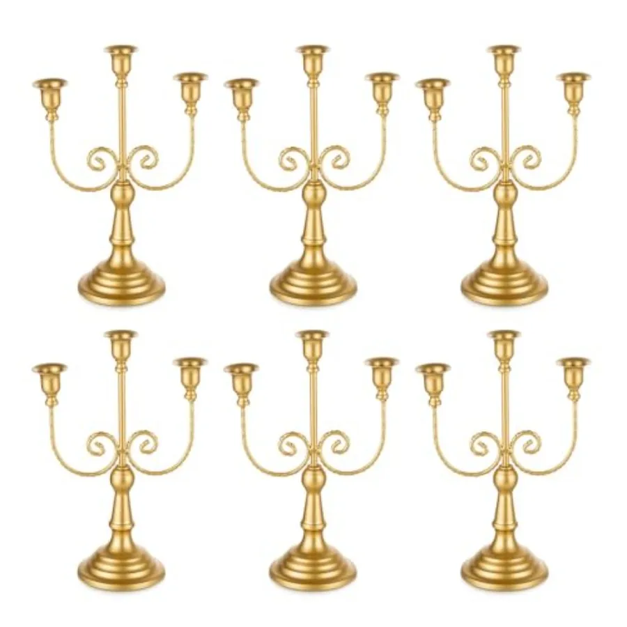 Candelabra Gold Candle Holders - 3 Arm 11.8" Wedding Candlestick Holder for Theme Party Table Centerpiece Decor Dining Room Bir
Candelabra Gold Candle Holders - 3 Arm 11.8" Wedding Candlestick Holder for Theme Party Table Centerpiece Decor Dining Room Bir