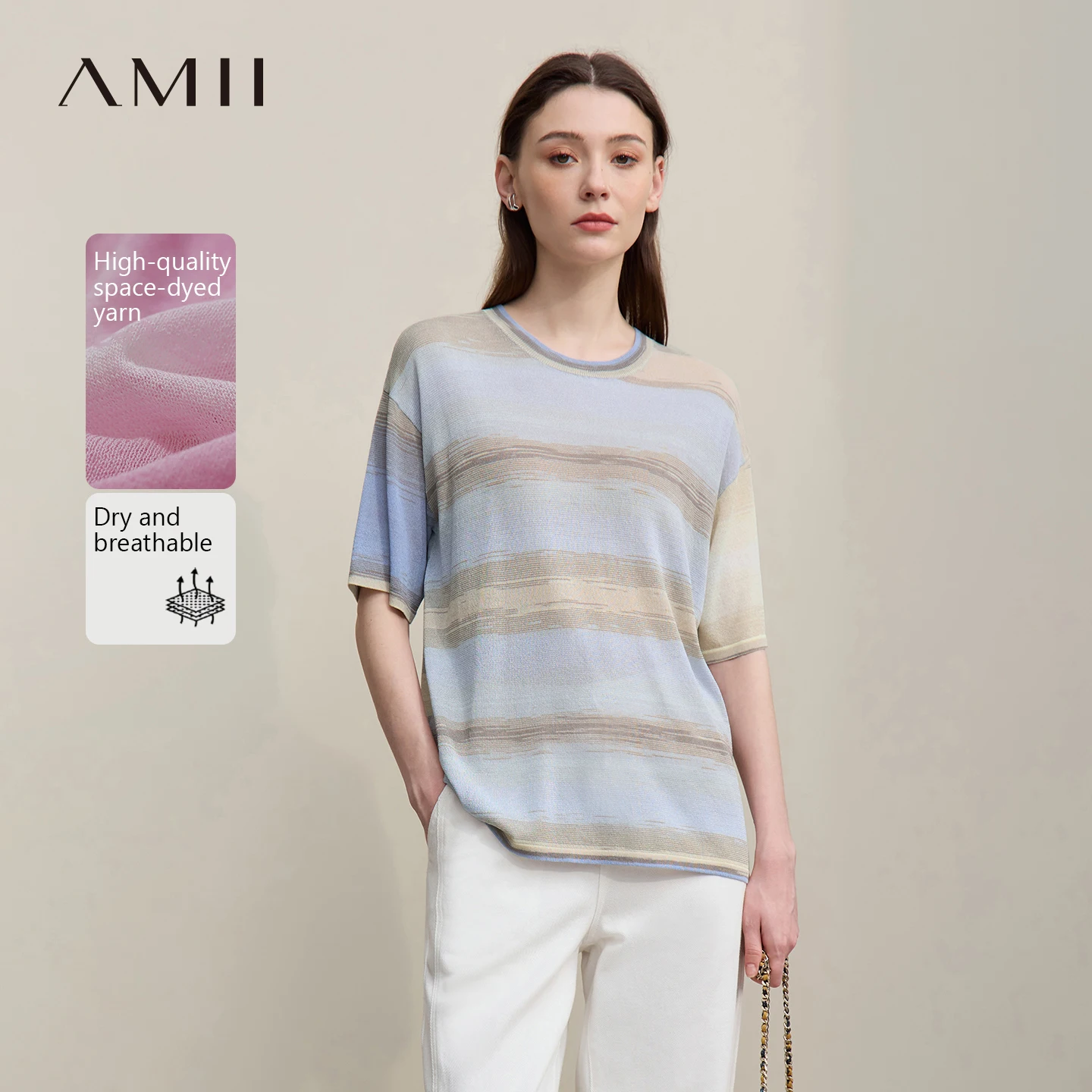 Amii Women's Knit Top 2026 Summer New Round Neck Drop Shoulder Color Block Striped Sweater Loose Casual Pullover Tops 12642074
Amii Women's Knit Top 2026 Summer New Round Neck Drop Shoulder Color Block Striped Sweater Loose Casual Pullover Tops 12642074