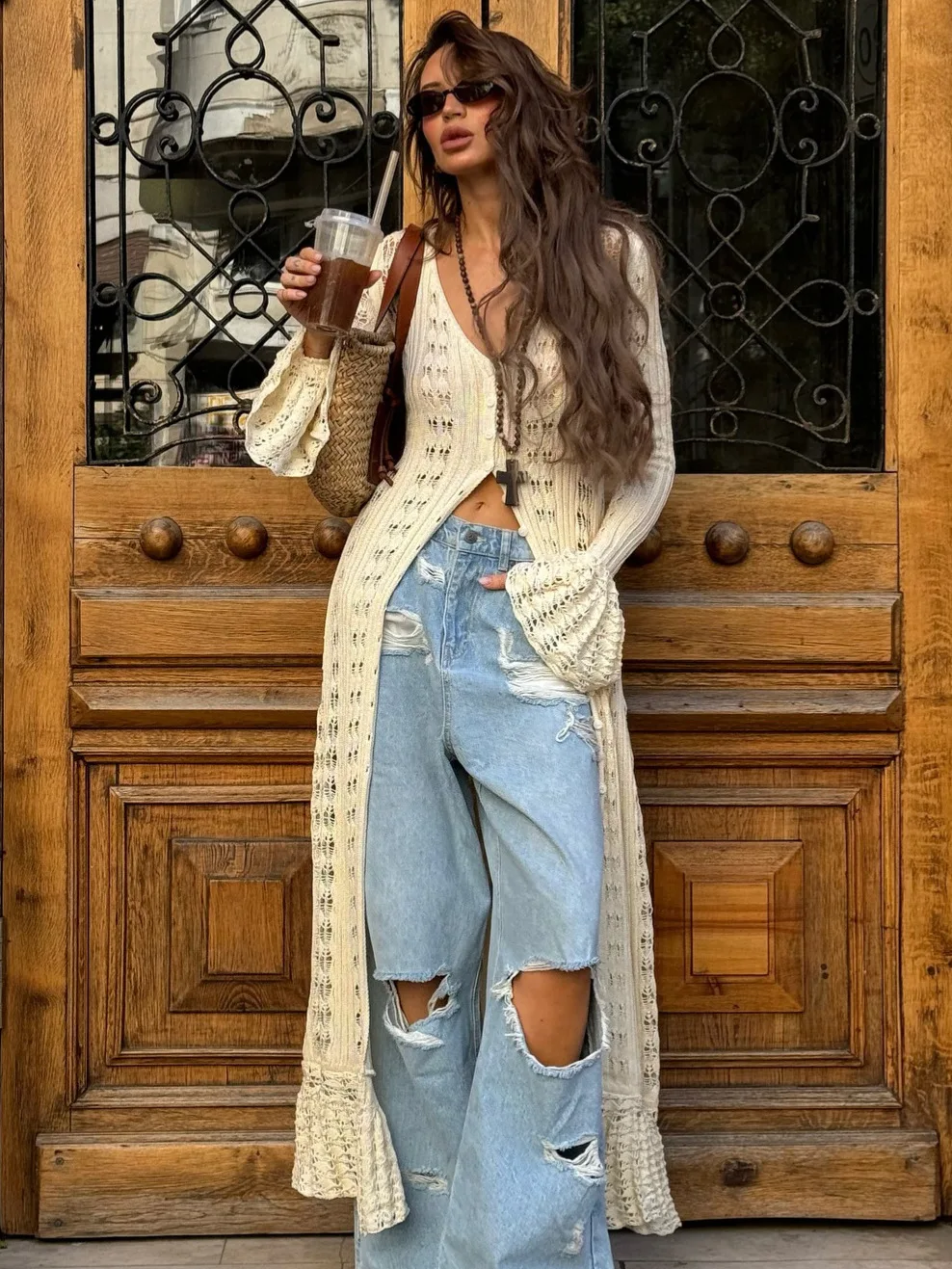 Hollow Breasted Sweater Long Dress Women Summer Party Dresses Cover Up Elegant Slim Split Maxi Vestidos Holiday Beach Robe
Hollow Breasted Sweater Long Dress Women Summer Party Dresses Cover Up Elegant Slim Split Maxi Vestidos Holiday Beach Robe
