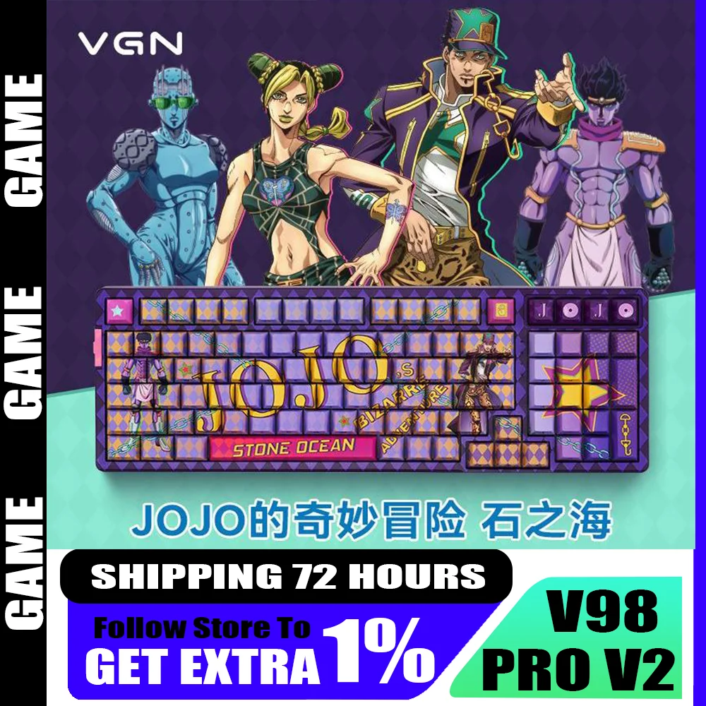 VGN V98proV2 JOJO Mechanical Keyboard Gifts Three Mode Gasket 8000mAh RGB Gamer Keyboard Hot Swap Customized Gaming Accessories
VGN V98proV2 JOJO Mechanical Keyboard Gifts Three Mode Gasket 8000mAh RGB Gamer Keyboard Hot Swap Customized Gaming Accessories