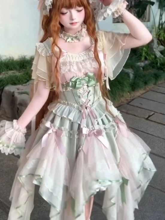 Vintage Princesscore Lolita JSK Pastel Pink and Green Lolita Corset Dress Weet Ball Gown Style with Lace Trim
Vintage Princesscore Lolita JSK Pastel Pink and Green Lolita Corset Dress Weet Ball Gown Style with Lace Trim