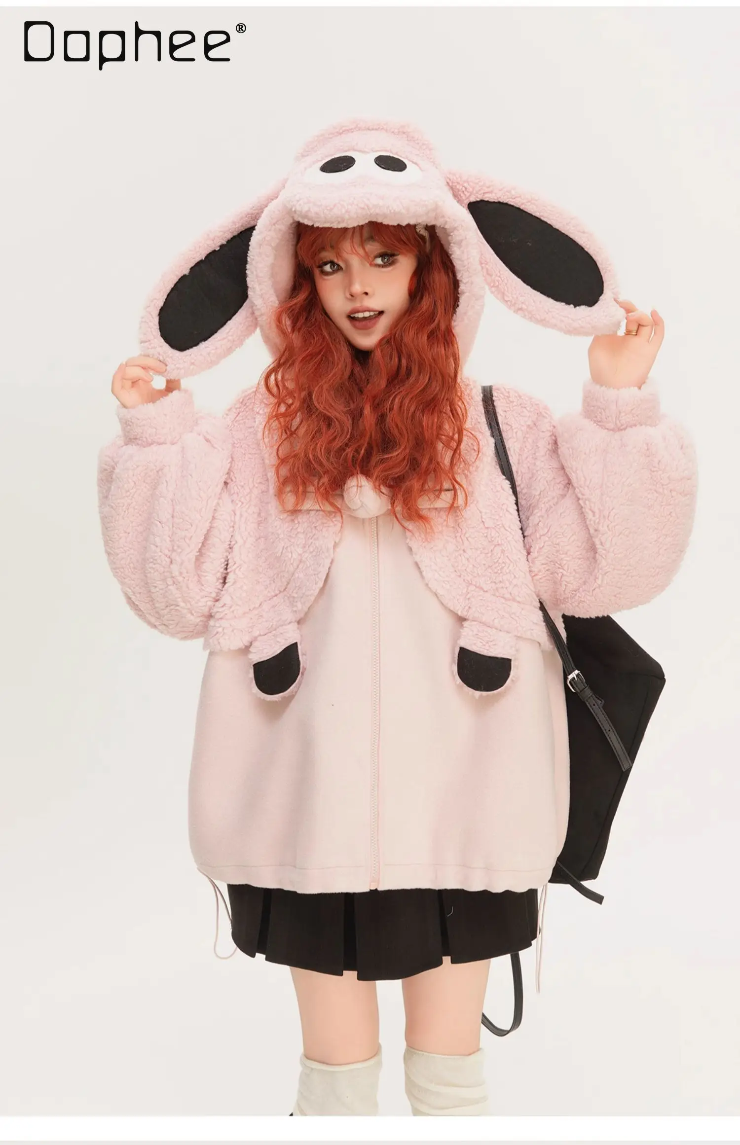 Girly Style Cartoon Hooded Woolen Coat Female Cute Pink Lamb Fur Hooded Coat Long Sleeve Zipper Winter Clothes Women
Girly Style Cartoon Hooded Woolen Coat Female Cute Pink Lamb Fur Hooded Coat Long Sleeve Zipper Winter Clothes Women
