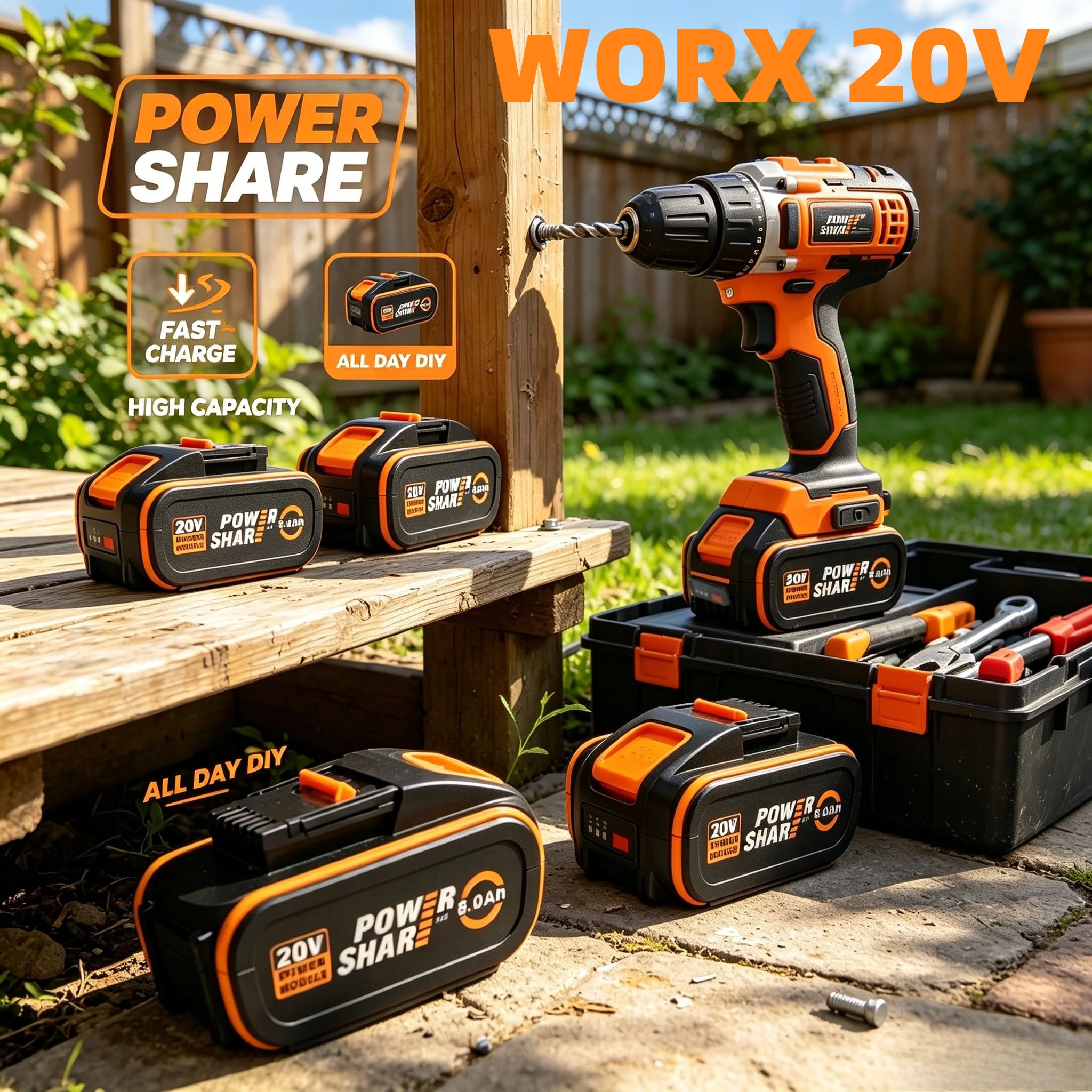 Genuine WORX 20V 4.0Ah 6.0Ah 8.0Ah battery,Global universal shared power system, hassle-free use across borders and at home
Genuine WORX 20V 4.0Ah 6.0Ah 8.0Ah battery,Global universal shared power system, hassle-free use across borders and at home