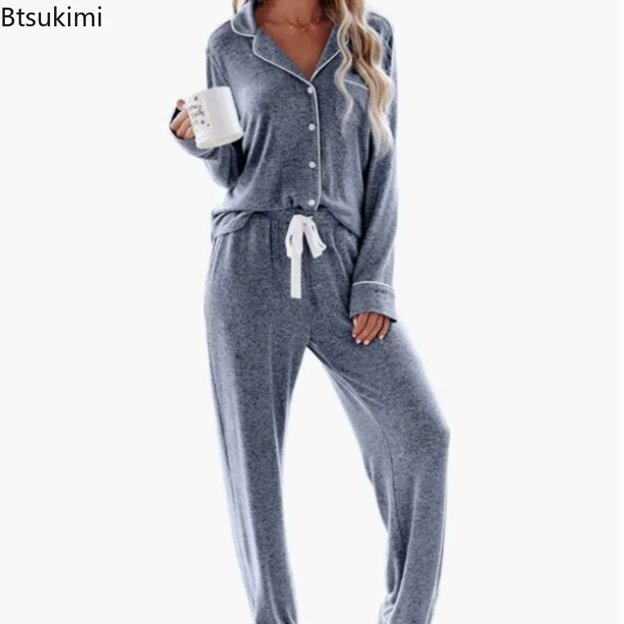 New 2025 Women's Spring Autumn Pajama Sets Button Pocket Night Wears for Women Long Sleeve Pants Sets 2 Pieces Ladies Home Suit
New 2025 Women's Spring Autumn Pajama Sets Button Pocket Night Wears for Women Long Sleeve Pants Sets 2 Pieces Ladies Home Suit