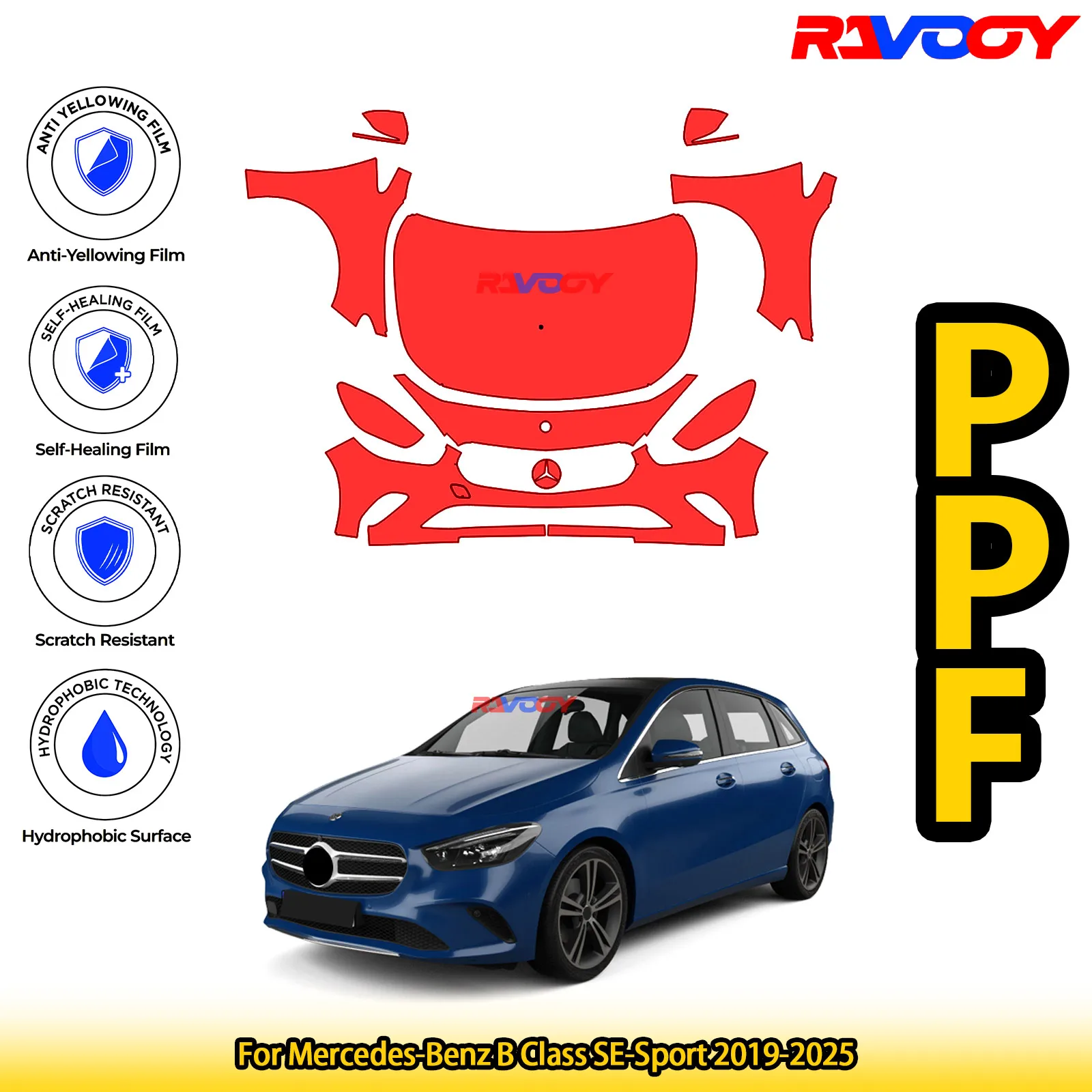 For Mercedes-Benz B Class SE-Sport 2019-2025 Glossy Matte Black Precut front PPF Kit Paint Protection Film
For Mercedes-Benz B Class SE-Sport 2019-2025 Glossy Matte Black Precut front PPF Kit Paint Protection Film
