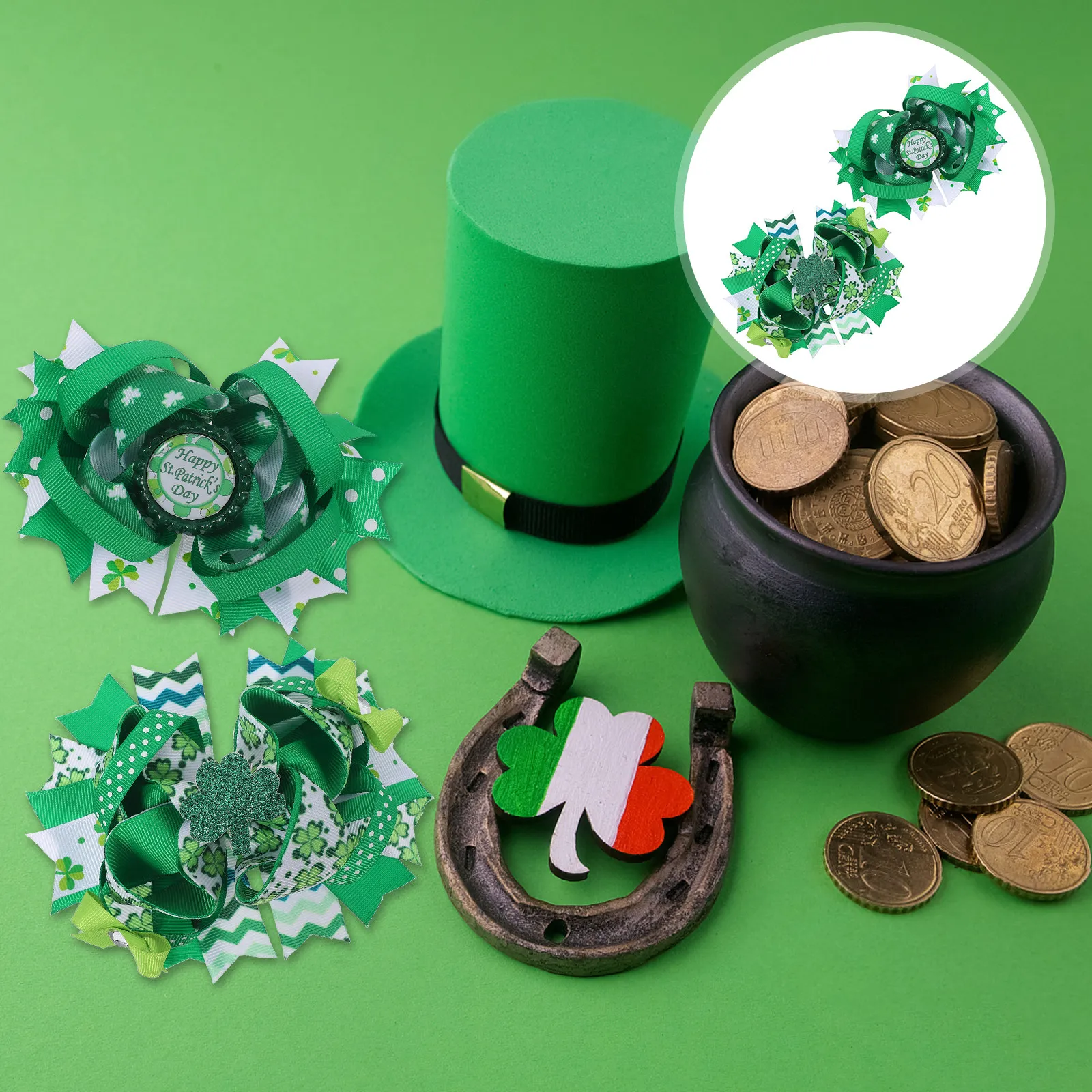 2Pcs Saint Patrick's Day Hairpins Cute Bowknot Hair Clips for Fasten Styling Convenient Holiday Celebration
2Pcs Saint Patrick's Day Hairpins Cute Bowknot Hair Clips for Fasten Styling Convenient Holiday Celebration