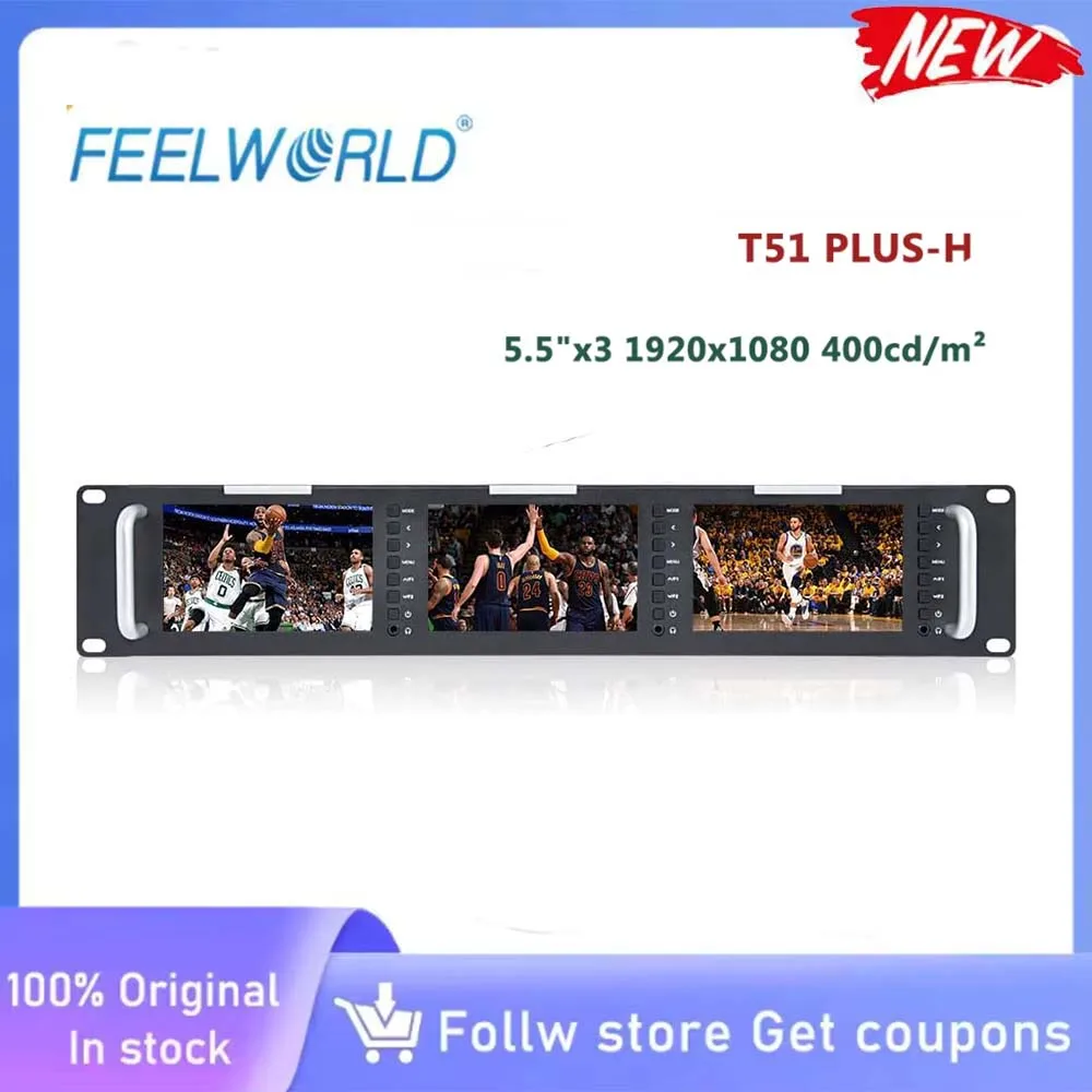 FEELWORLD T51 PLUS-H Triple 5,5-дюймовый Full HD 4K HDMI-совместимый входной и выходной монитор для монтажа в стойку
FEELWORLD T51 PLUS-H Triple 5,5-дюймовый Full HD 4K HDMI-совместимый входной и выходной монитор для монтажа в стойку