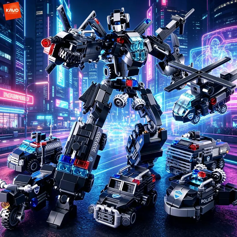 KAVOWORLD 6 In 1 Deformable Police Action Figure Brick Kit 691PCS Multiple Vehicle Transformable Assembly Model Gifts for Boys
KAVOWORLD 6 In 1 Deformable Police Action Figure Brick Kit 691PCS Multiple Vehicle Transformable Assembly Model Gifts for Boys