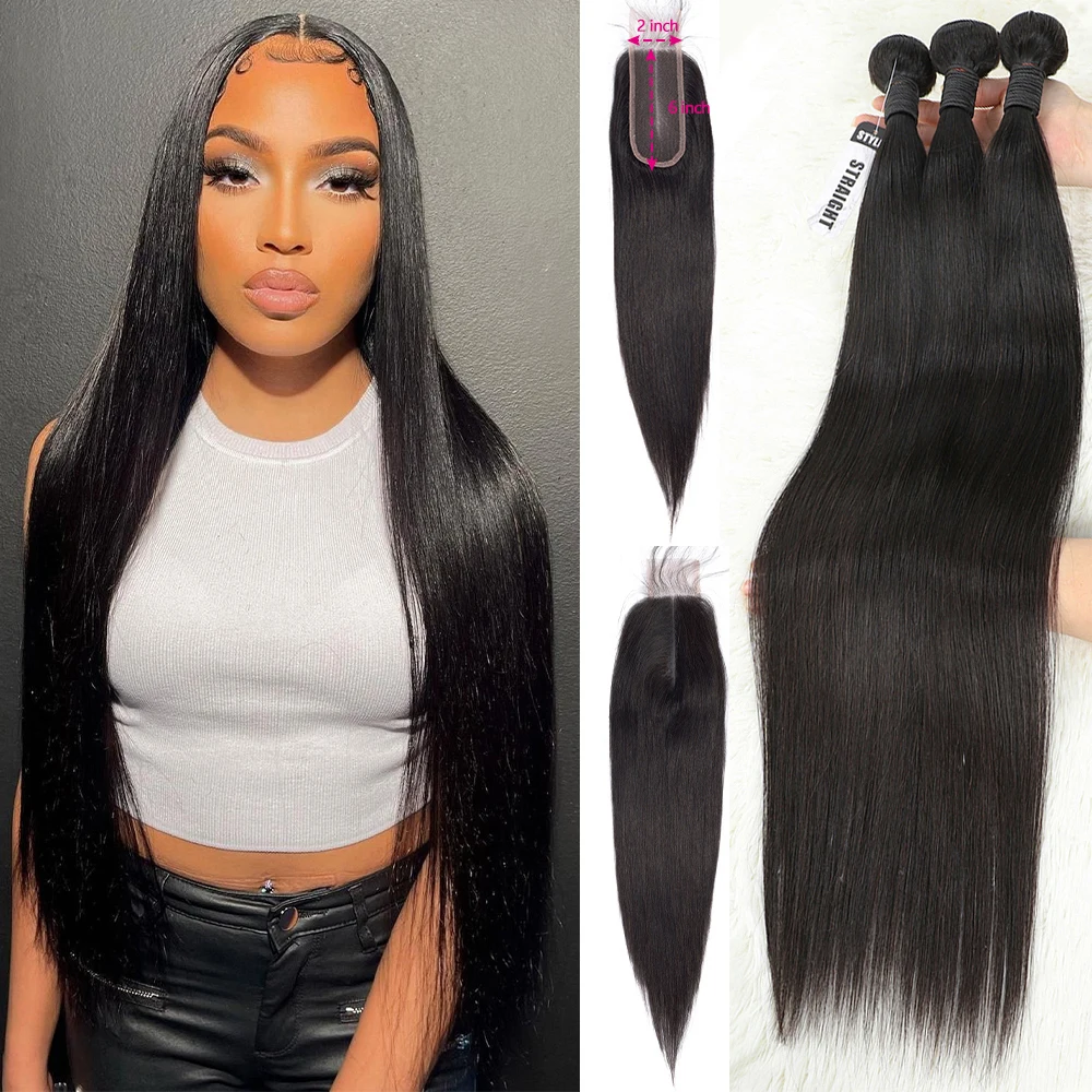 32 Inch Straight Human Hair Bundles 3/4 Human Hair Bundles With Closure 2x6 Transparent Lace Closure Human Hair Brazilian Hair
32 Inch Straight Human Hair Bundles 3/4 Human Hair Bundles With Closure 2x6 Transparent Lace Closure Human Hair Brazilian Hair