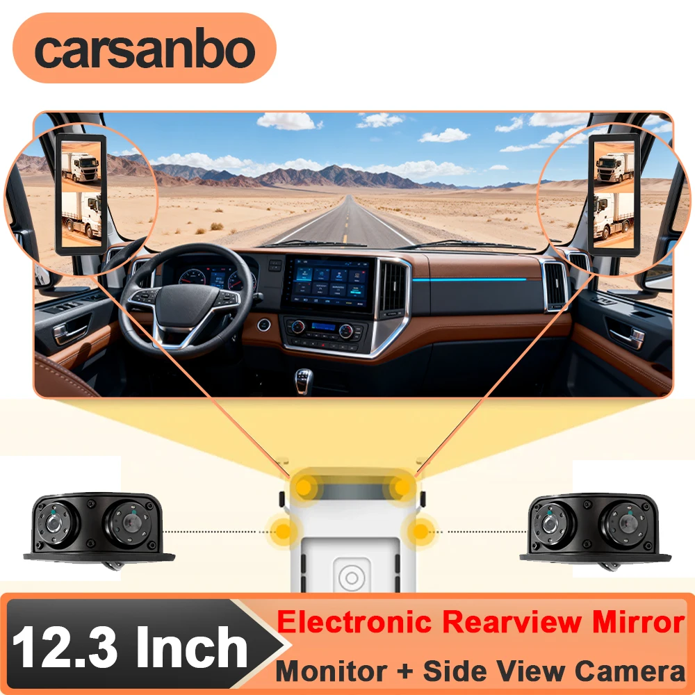 Carsanbo 12.3 Inch Digital Rearview Mirror 2CH 720P AHD IMX225 Camera Bus/Truck DVR Loop Recording Side View Blind Spot Monitor
Carsanbo 12.3 Inch Digital Rearview Mirror 2CH 720P AHD IMX225 Camera Bus/Truck DVR Loop Recording Side View Blind Spot Monitor