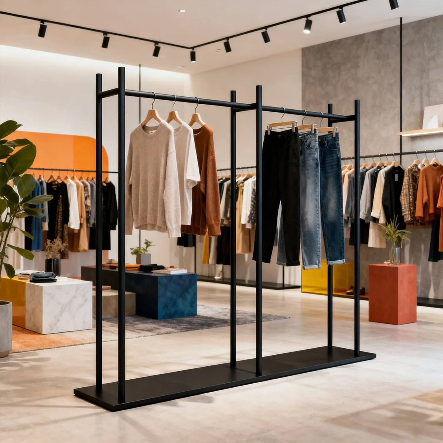 Simple wrought iron clothing store hanger landing Internet celebrity women's clothing store vertical metal display hanger pole
Simple wrought iron clothing store hanger landing Internet celebrity women's clothing store vertical metal display hanger pole
